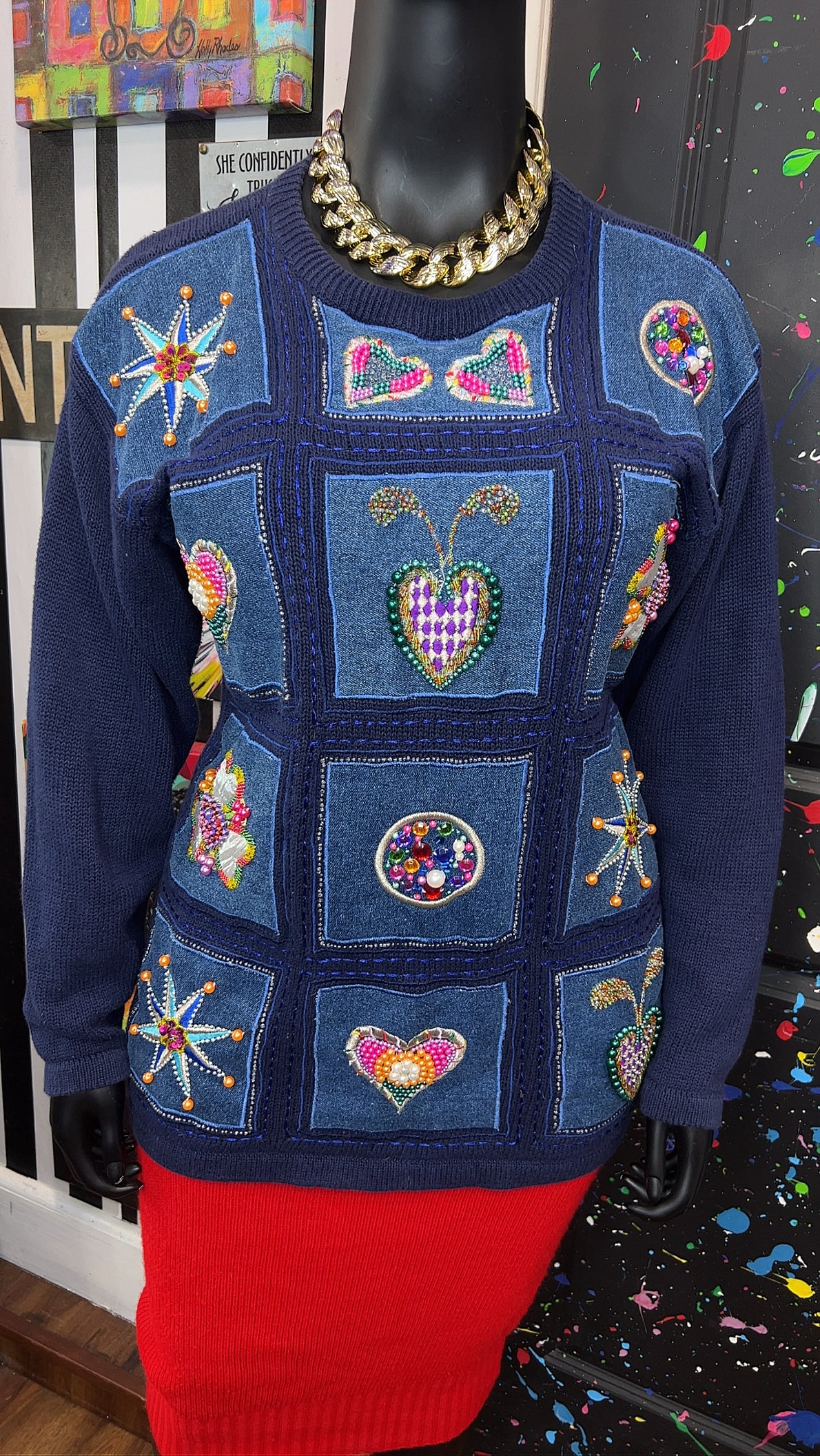 Vintage Knit Beaded Sweater (22)