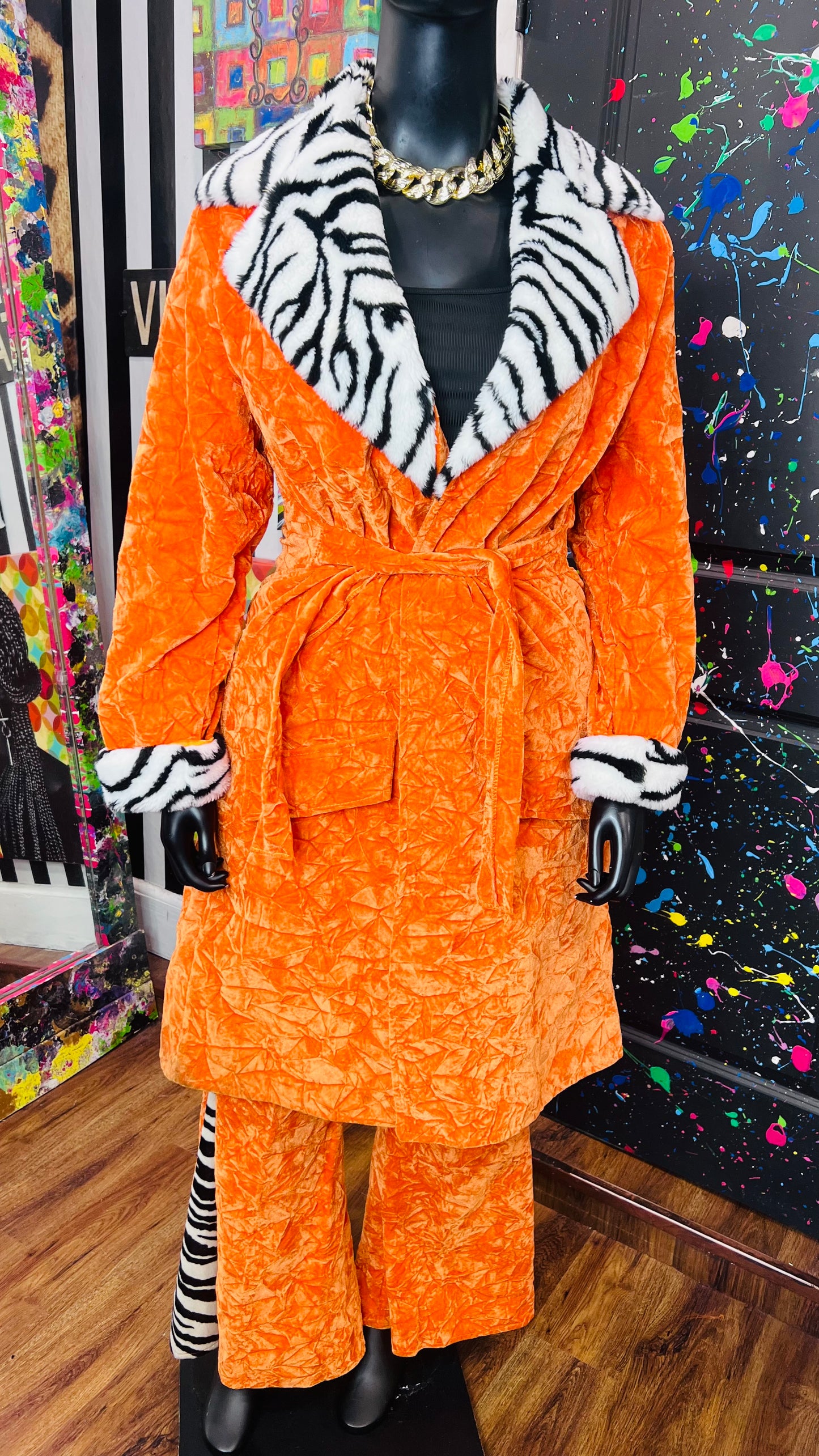 Orange & Zebra Bell Bottom Pants Suit (14)