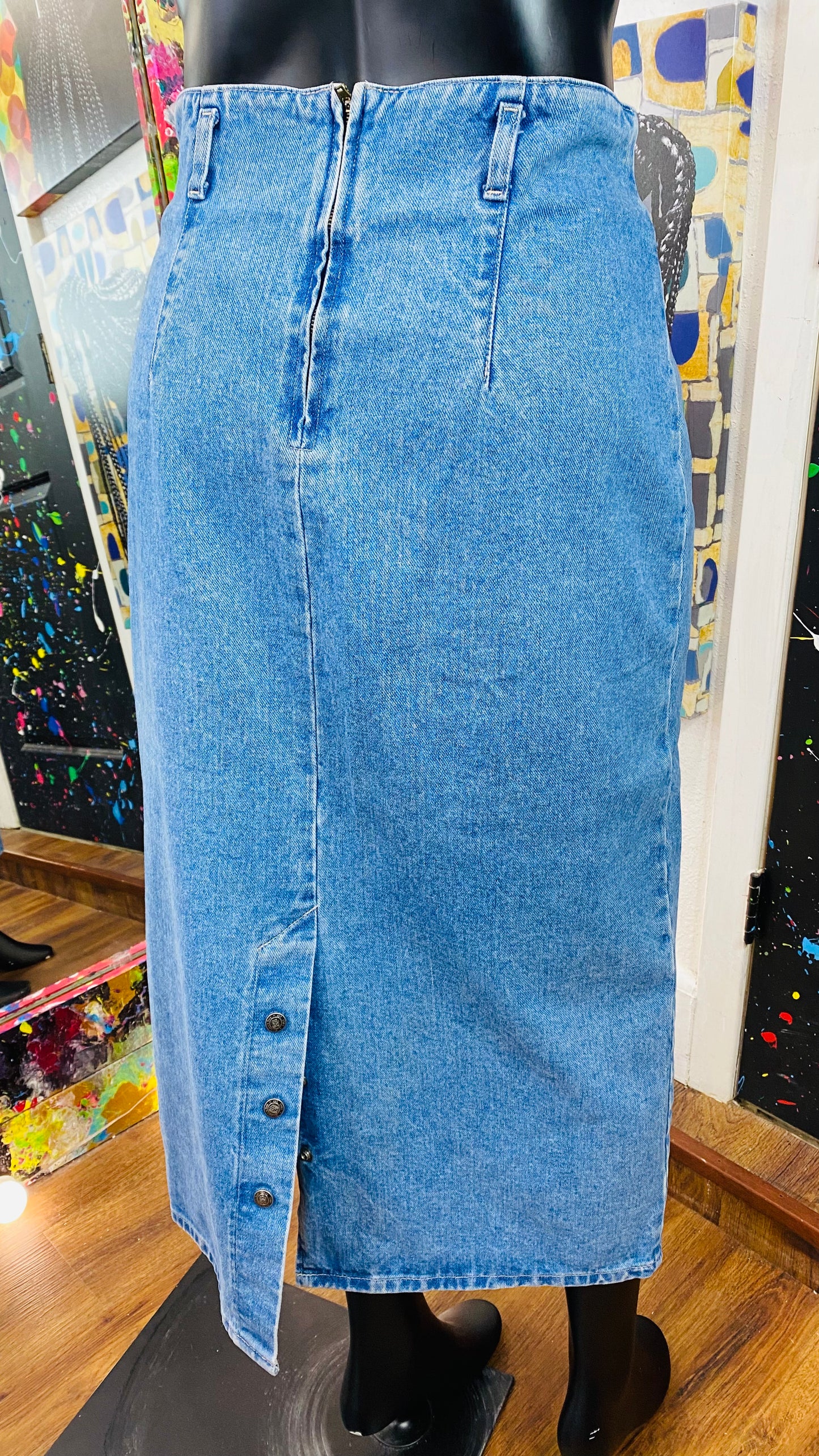 Vintage Denim Pencil Skirt
