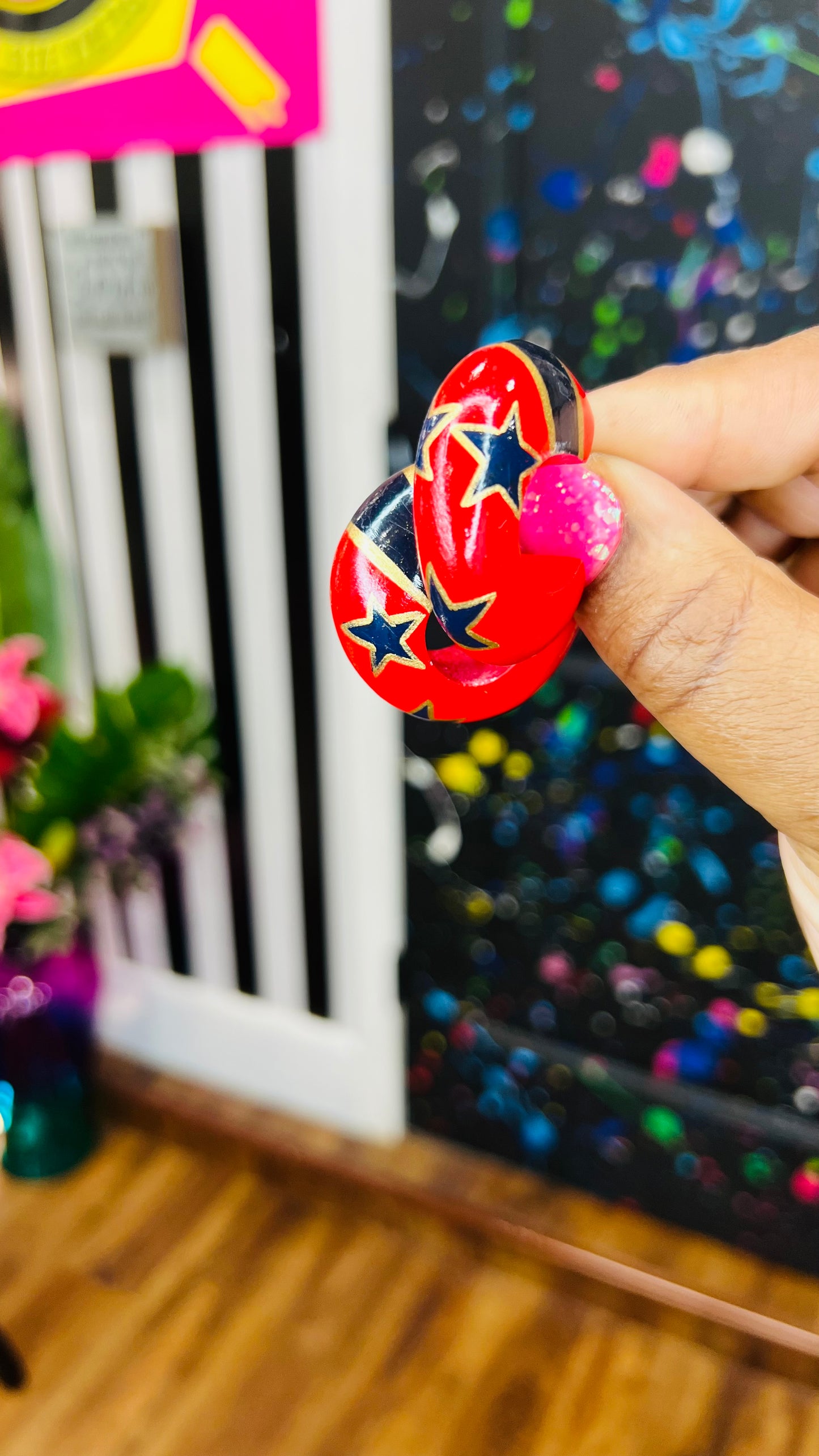 Vintage Red Small Hoop Post Back Earrings