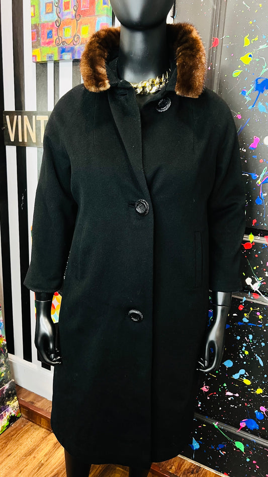 Vintage Black & Faux Fur Coat (12)