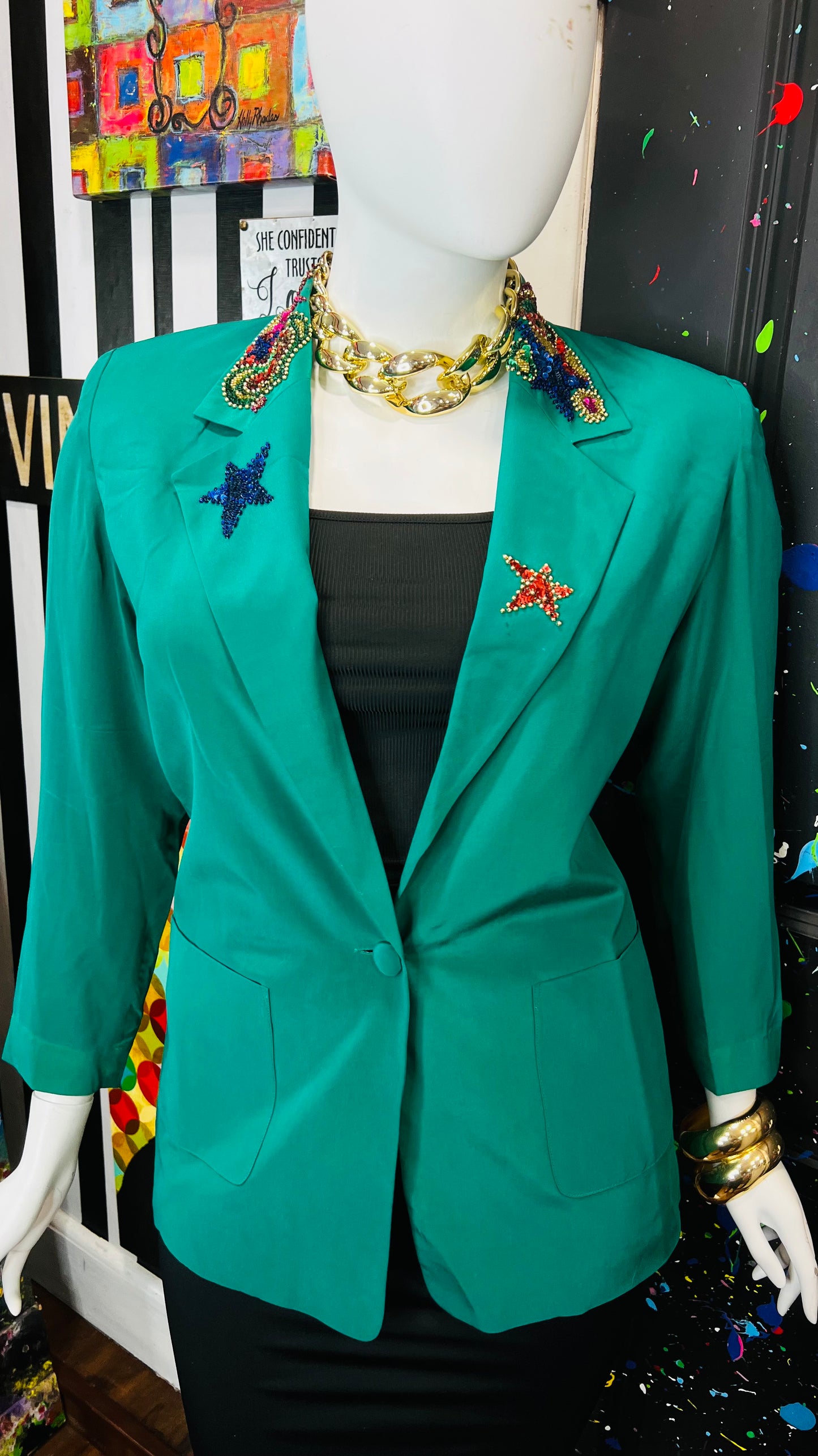 Vintage 100% Silk IB Diffusion Sequin Blazer (14)