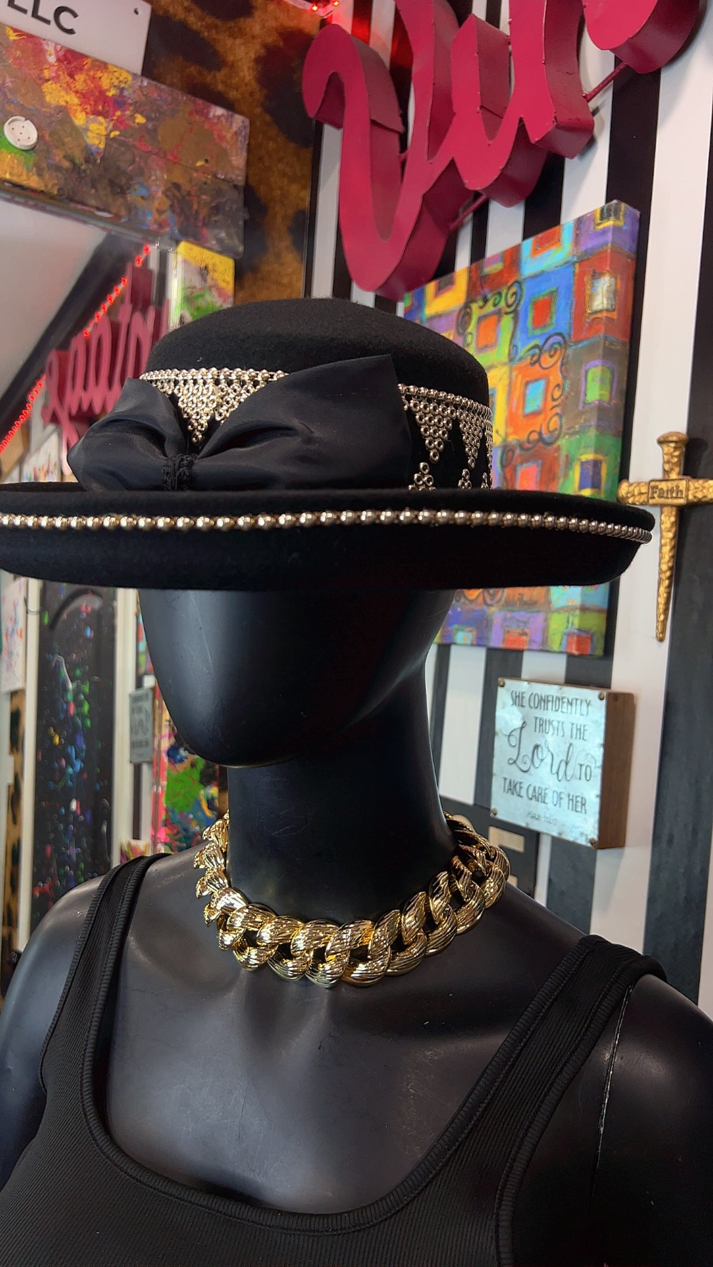 Vintage Silver & Black Hat