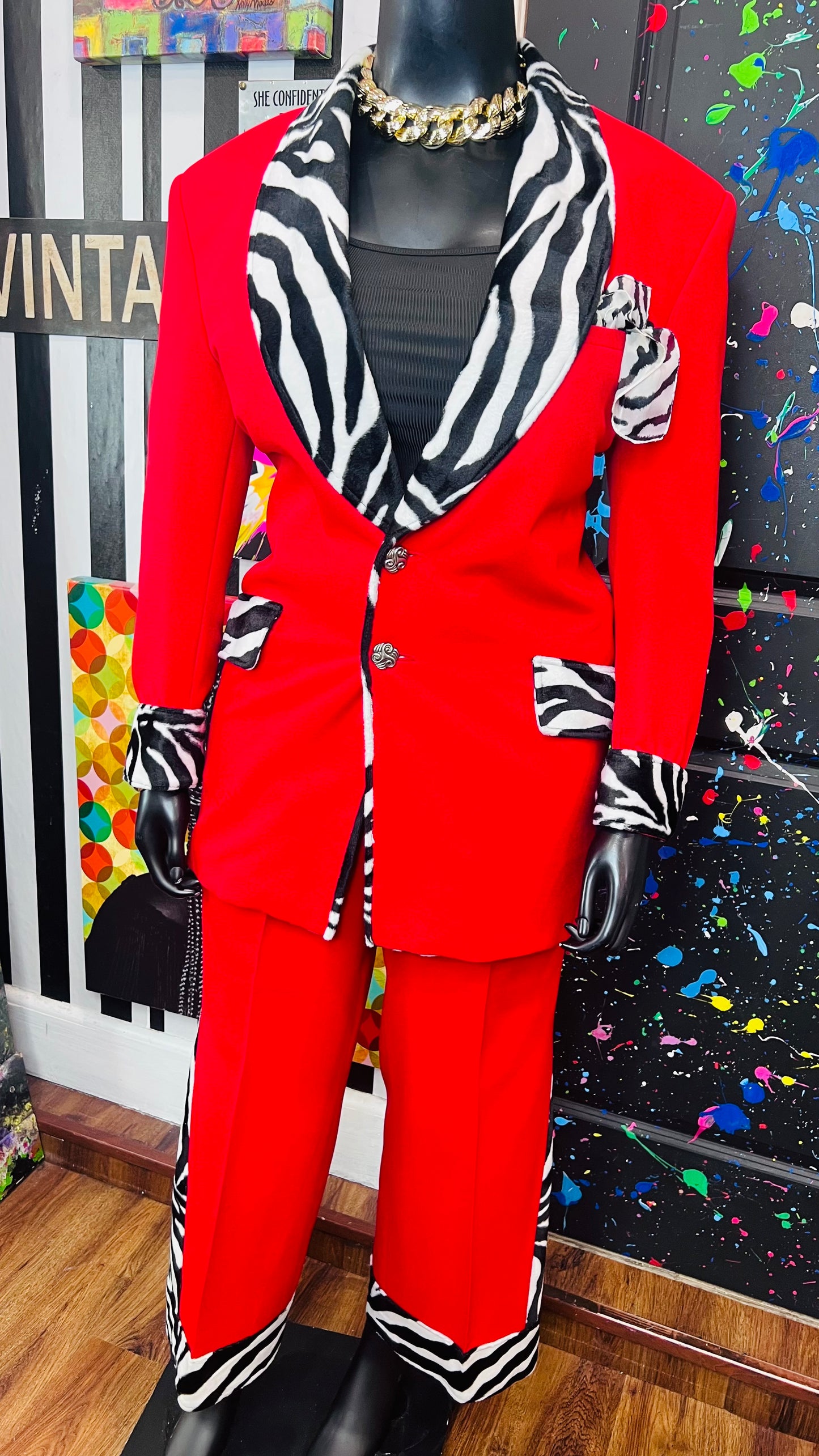 Red & Zebra Pants Suit (16)