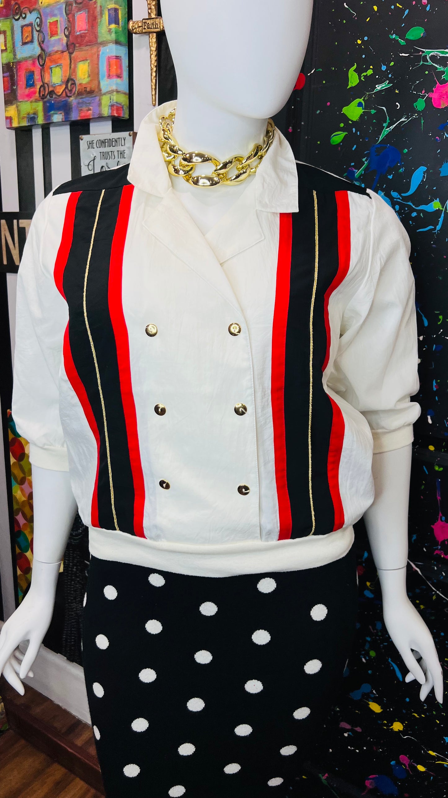 Vintage Red, Black Gold & Blouse (16)