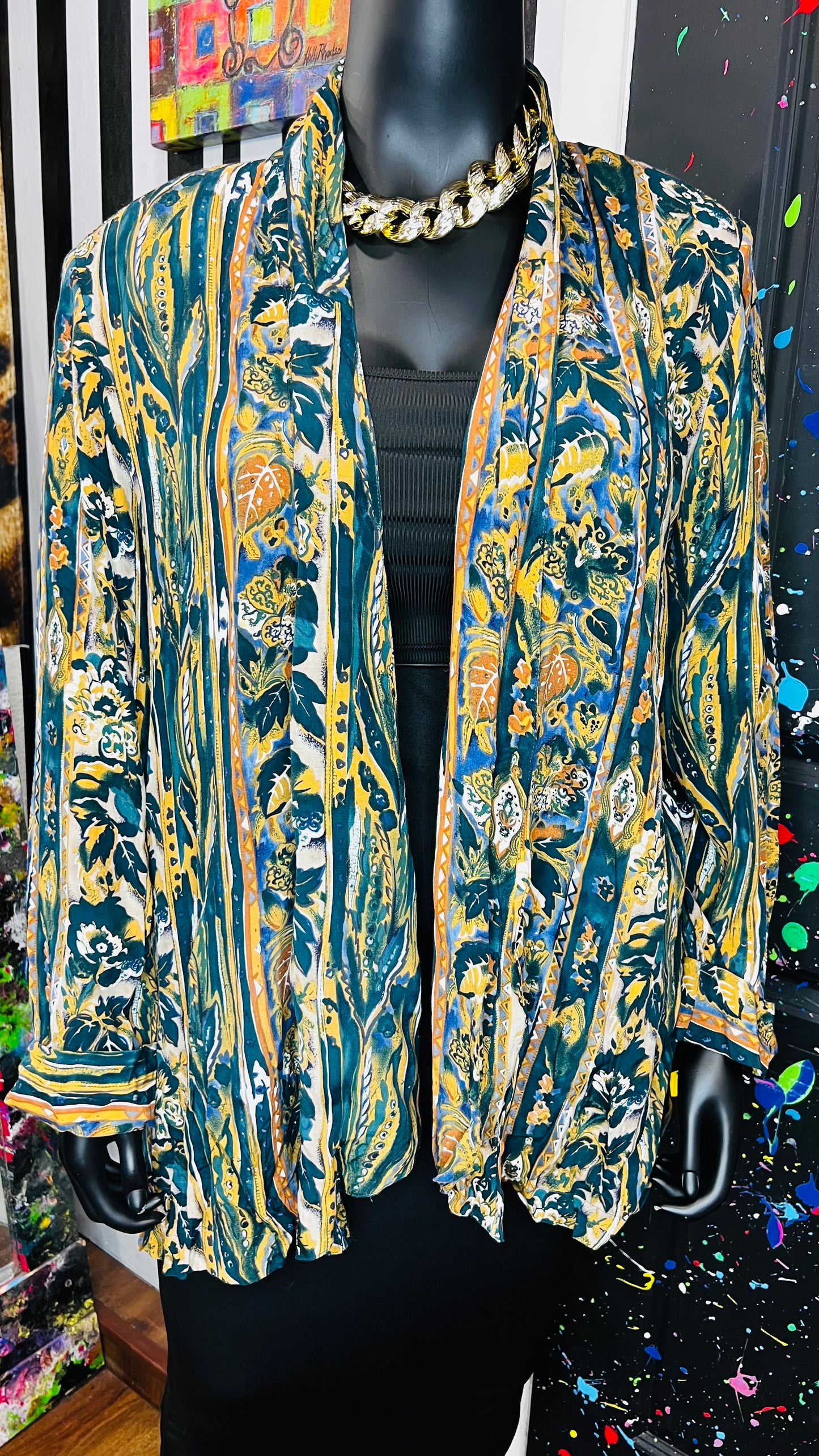 Vintage Rayon Abstract Duster (22)