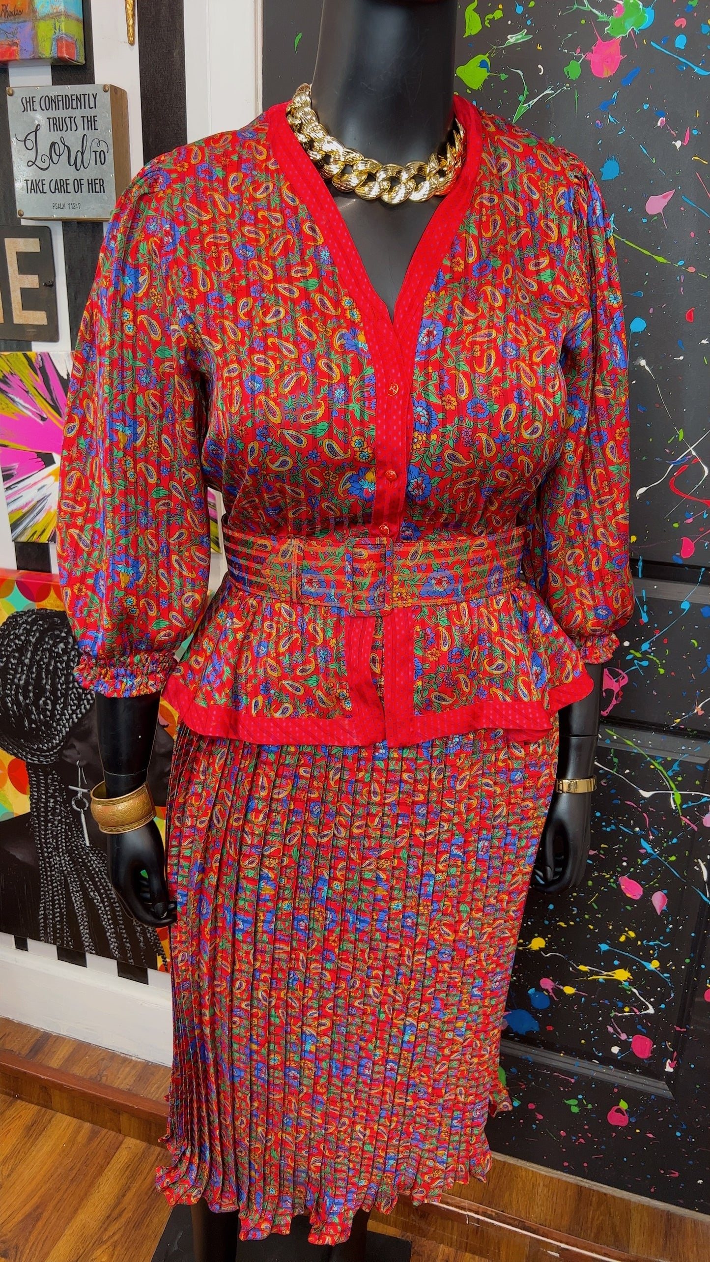 Vintage Diane Freis Skirt Set w/ Belt (14)