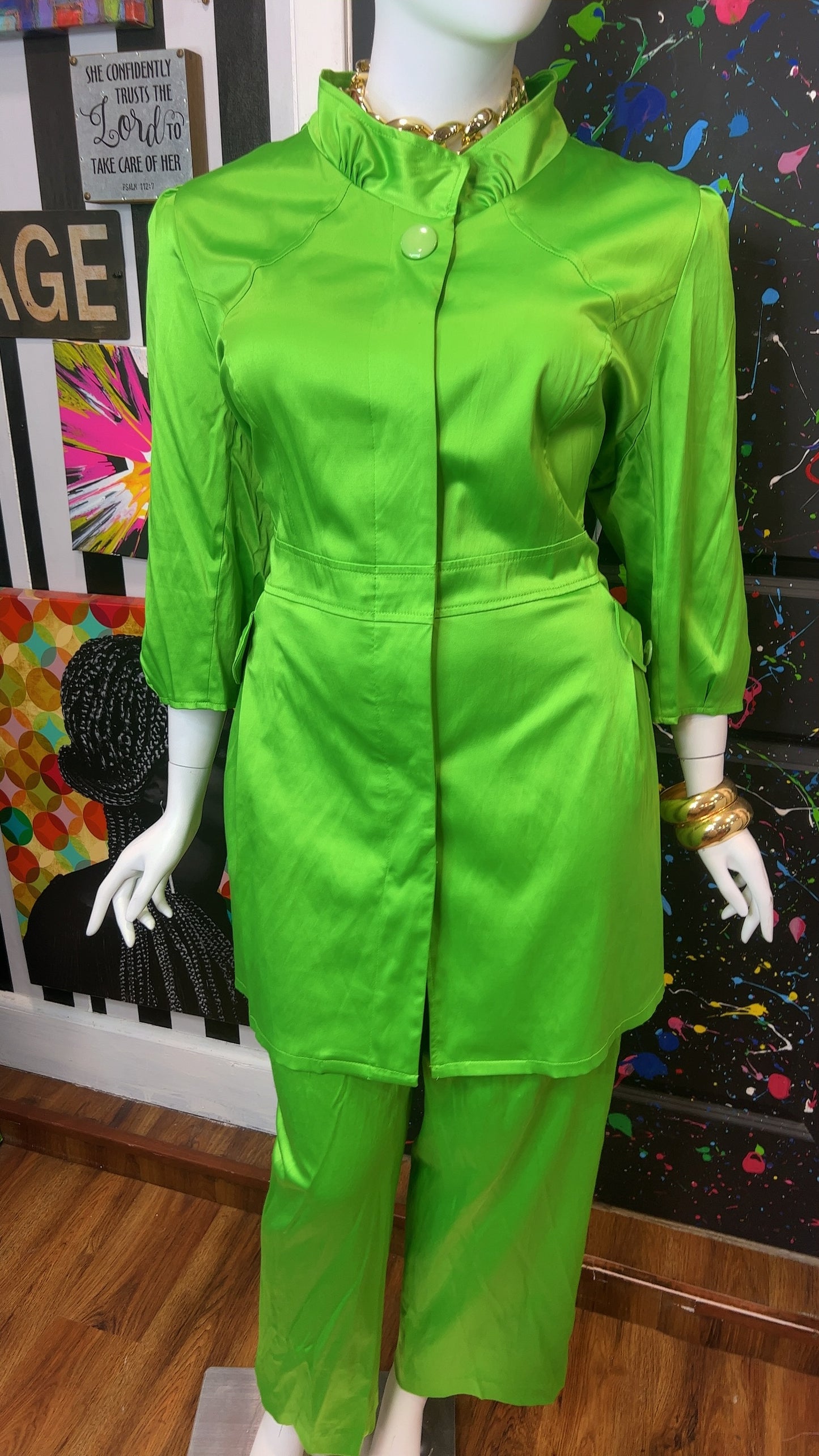 Vintage Vibrant Green Pants Set (24)