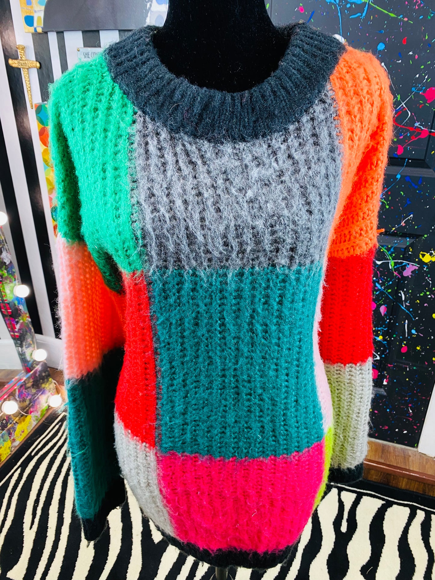Vintage Knitted Colorblock Sweater