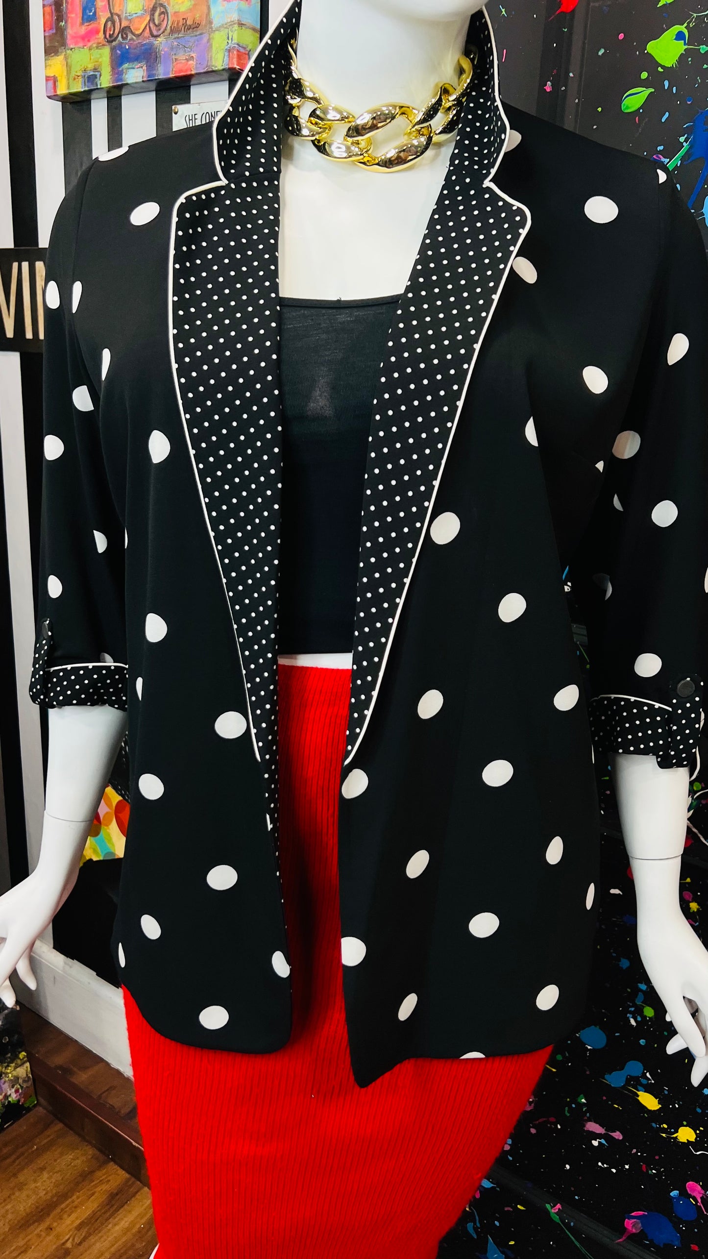 Vintage Black & White Polka Dot Blazer (18/20)
