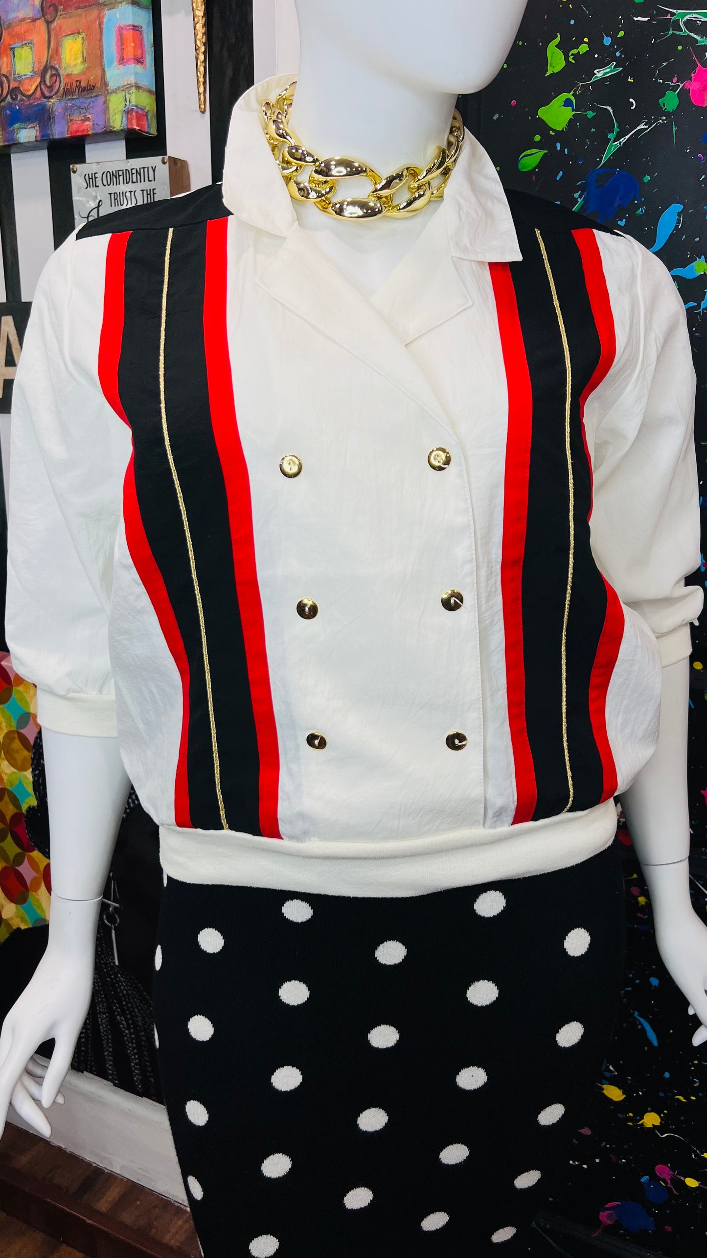 Vintage Red, Black Gold & Blouse (16)