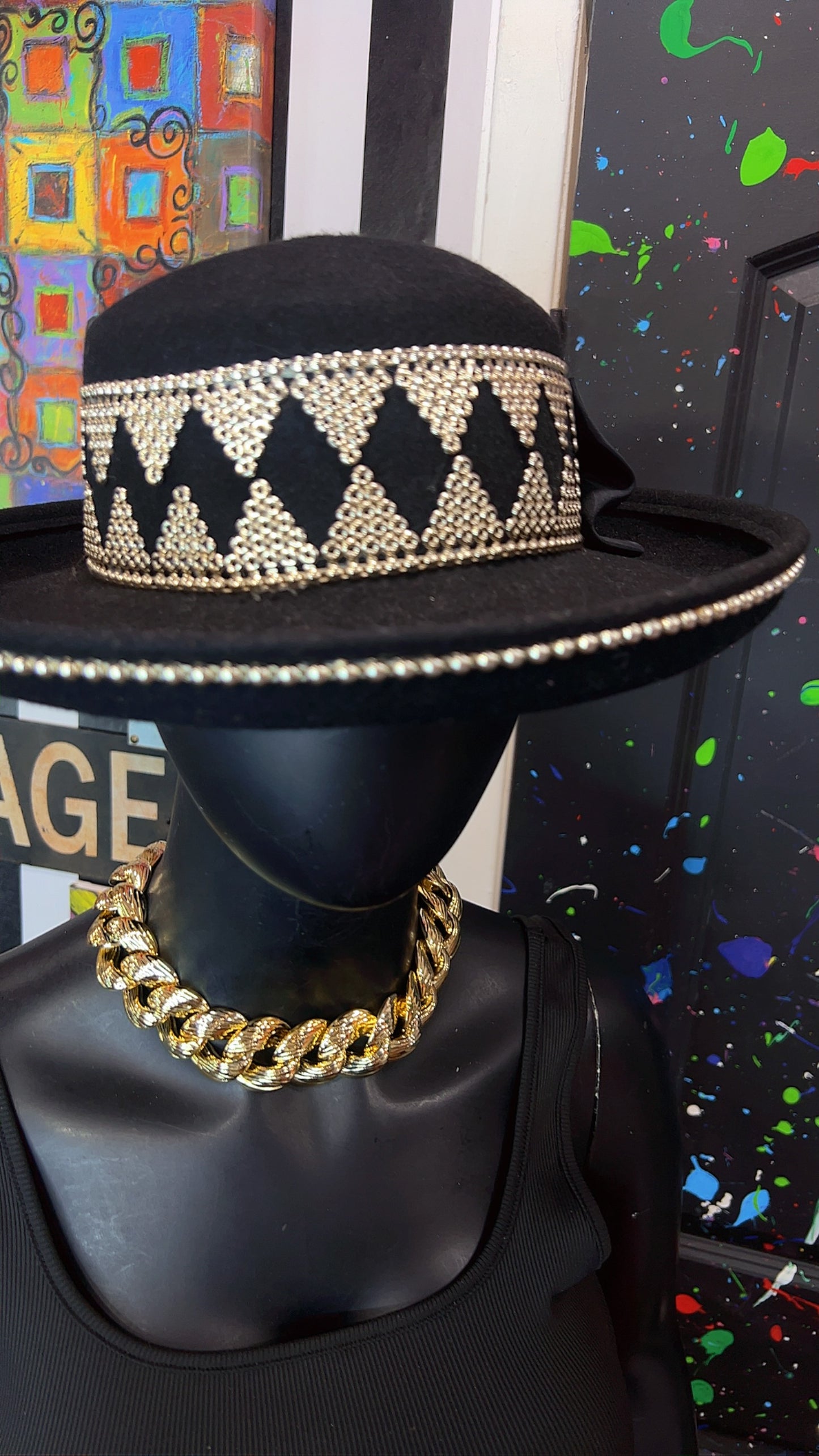 Vintage Silver & Black Hat