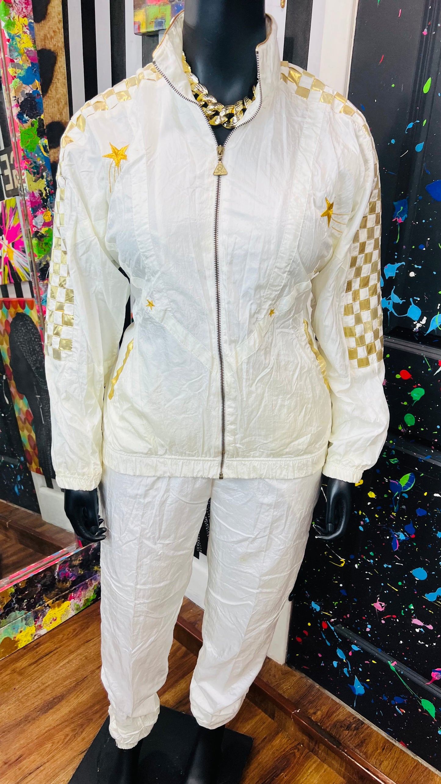 Vintage Windreaker Set - Cream w/Gold Stars (14)