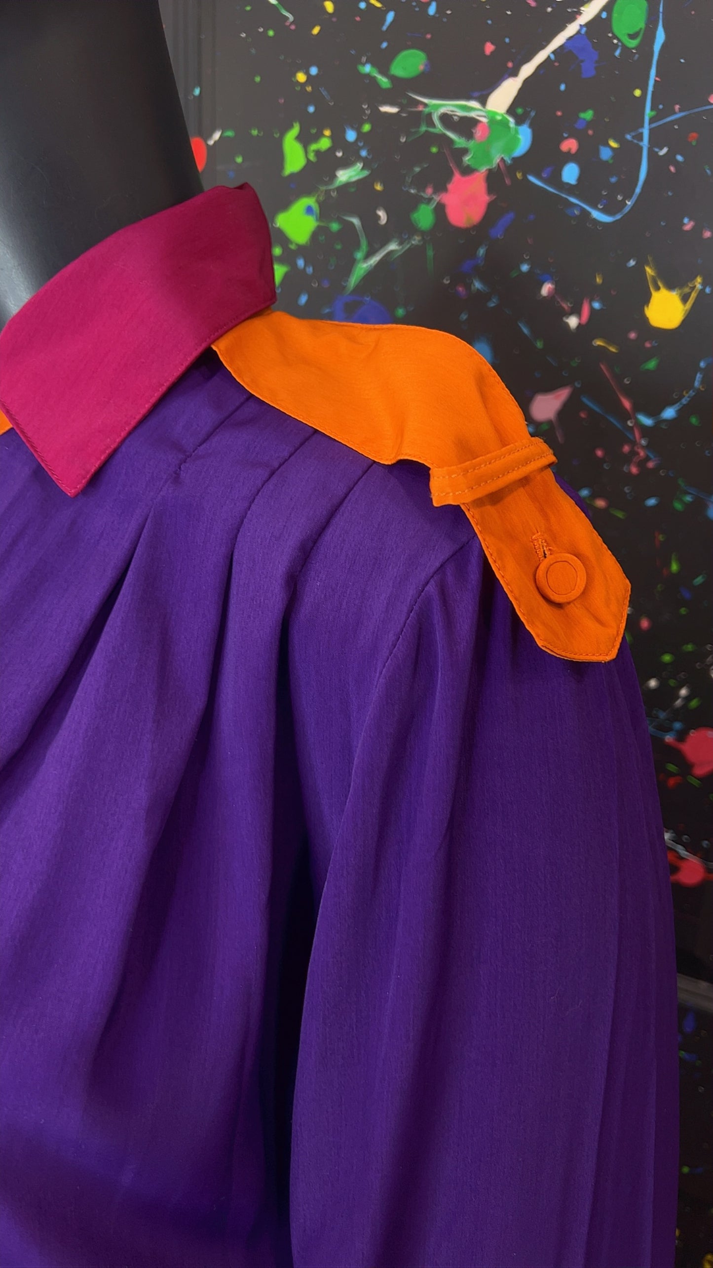 Vintage Purple Orange & Pink Pleated Blouse (22)
