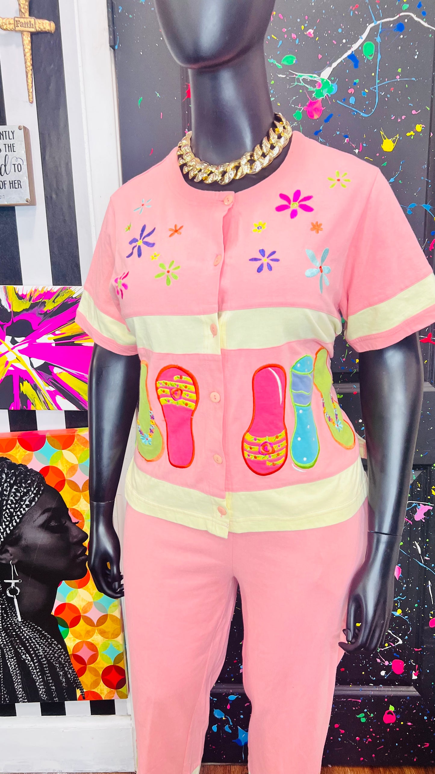 Vintage Cotton Capri Flip Flop Set (16/18)