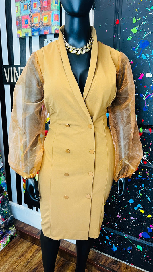 Ashley Stewart Sheer Arms Double Breasted Dress (18/20)