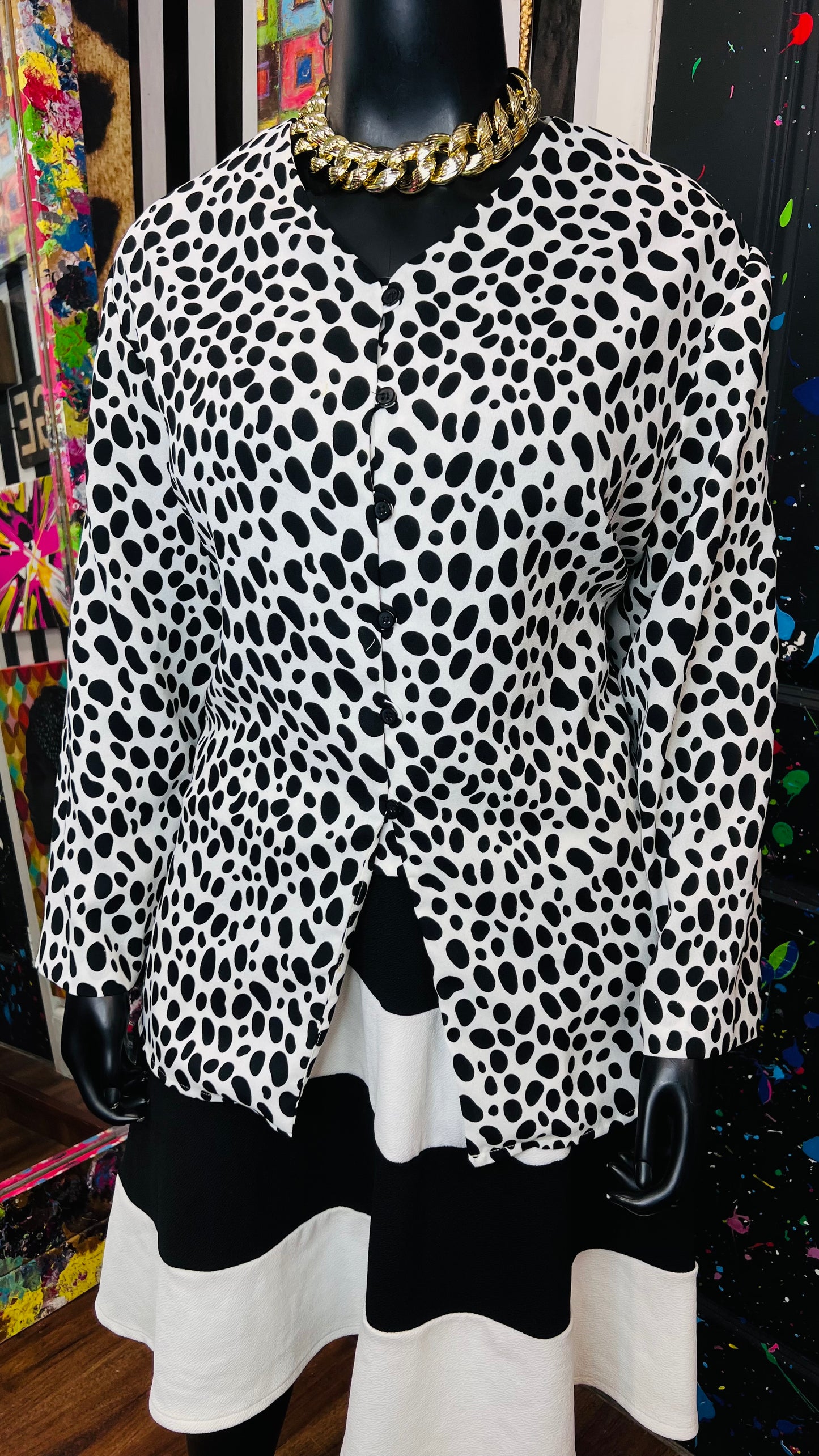 Black & White Animal Print Blouse (24)