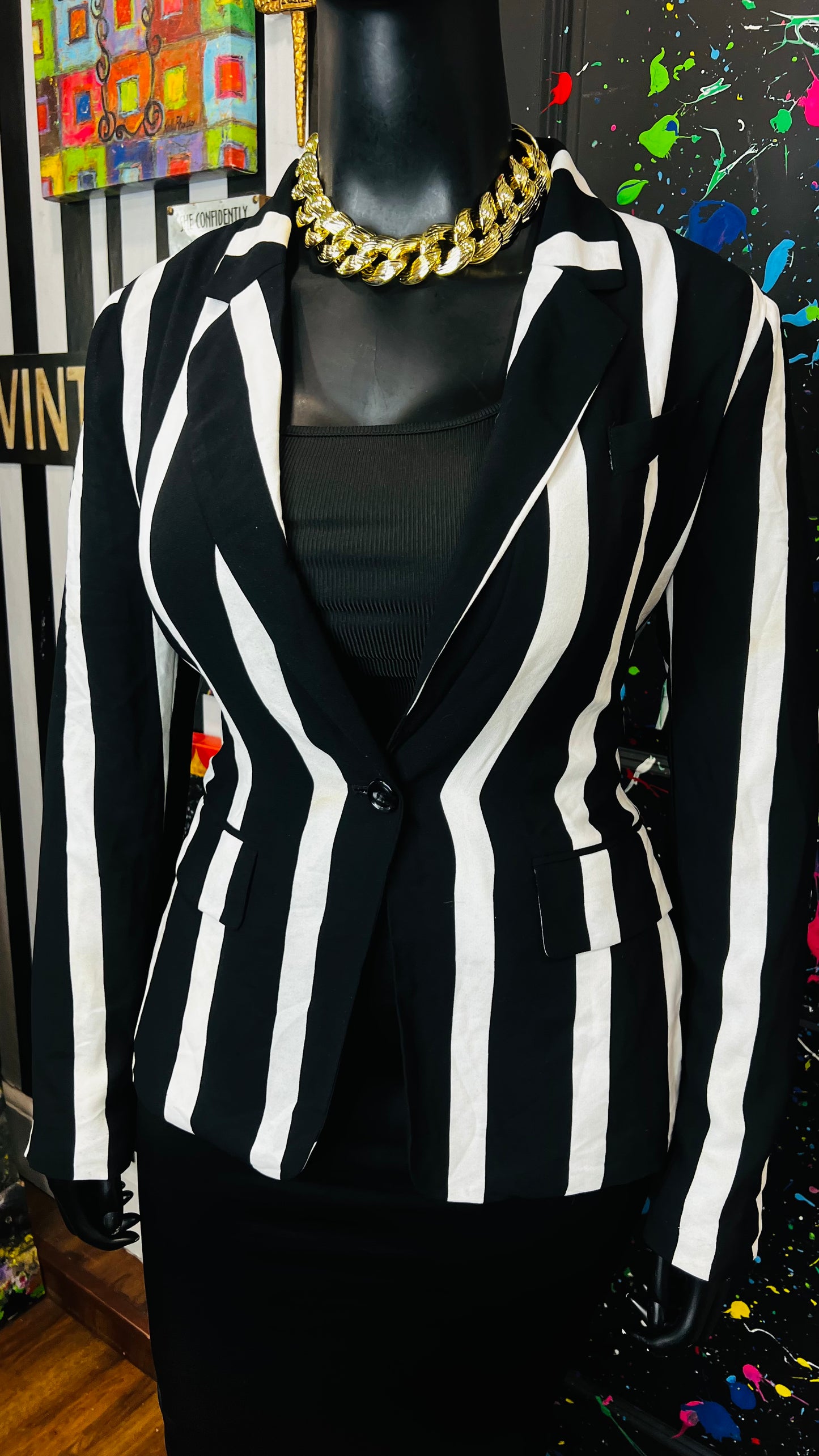 Striped Black & White Blazer (12)