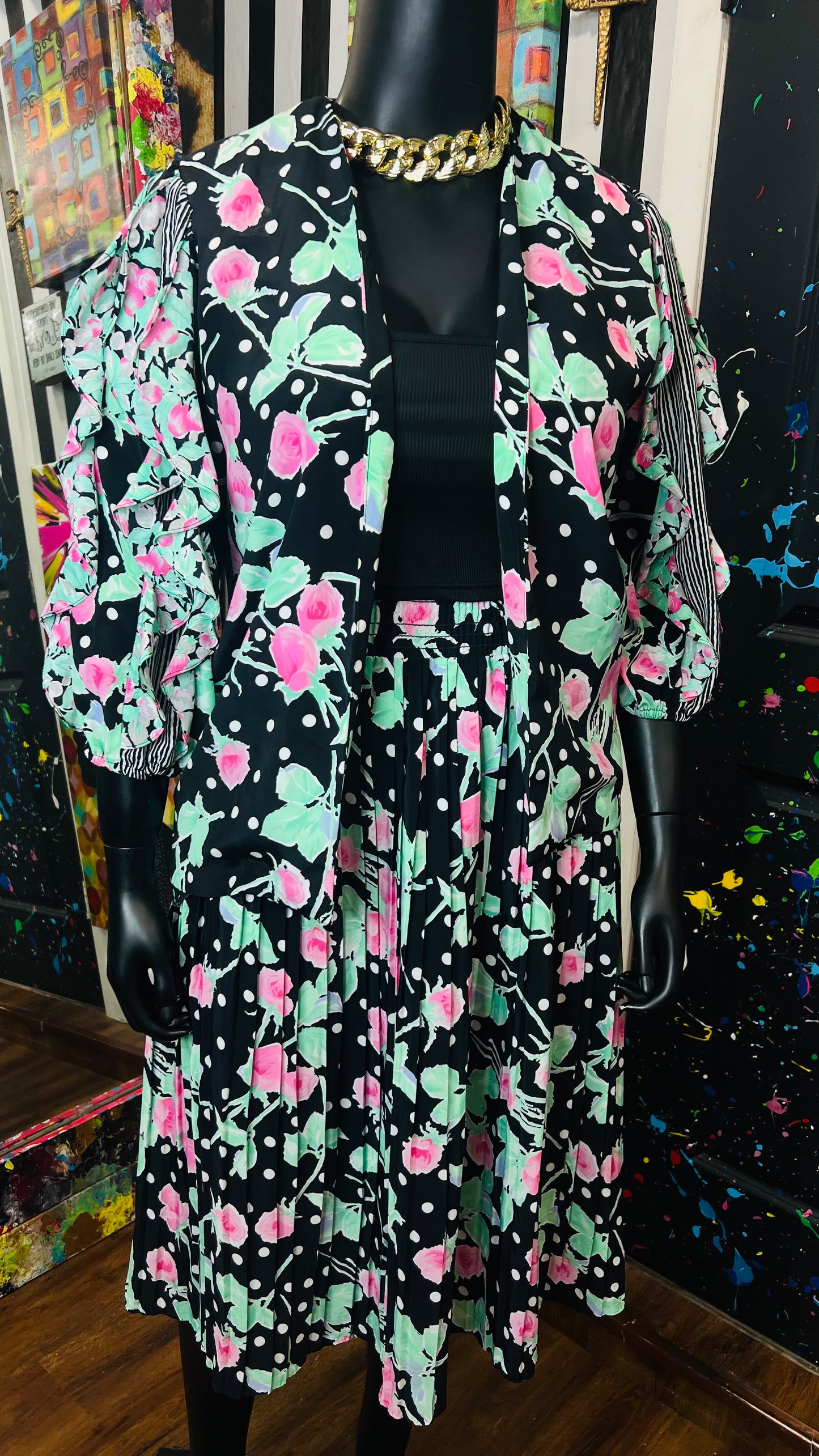 Vintage Polka Dot Blazer & Skirt Set (14)