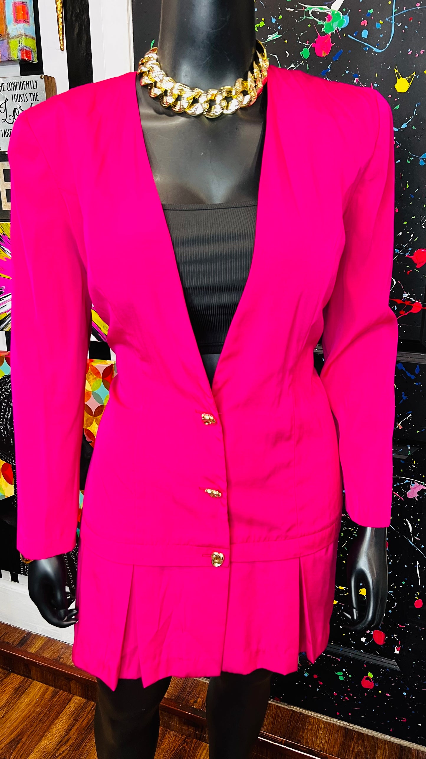 Vintage Pink Pleated Bottom Dress (15/16)