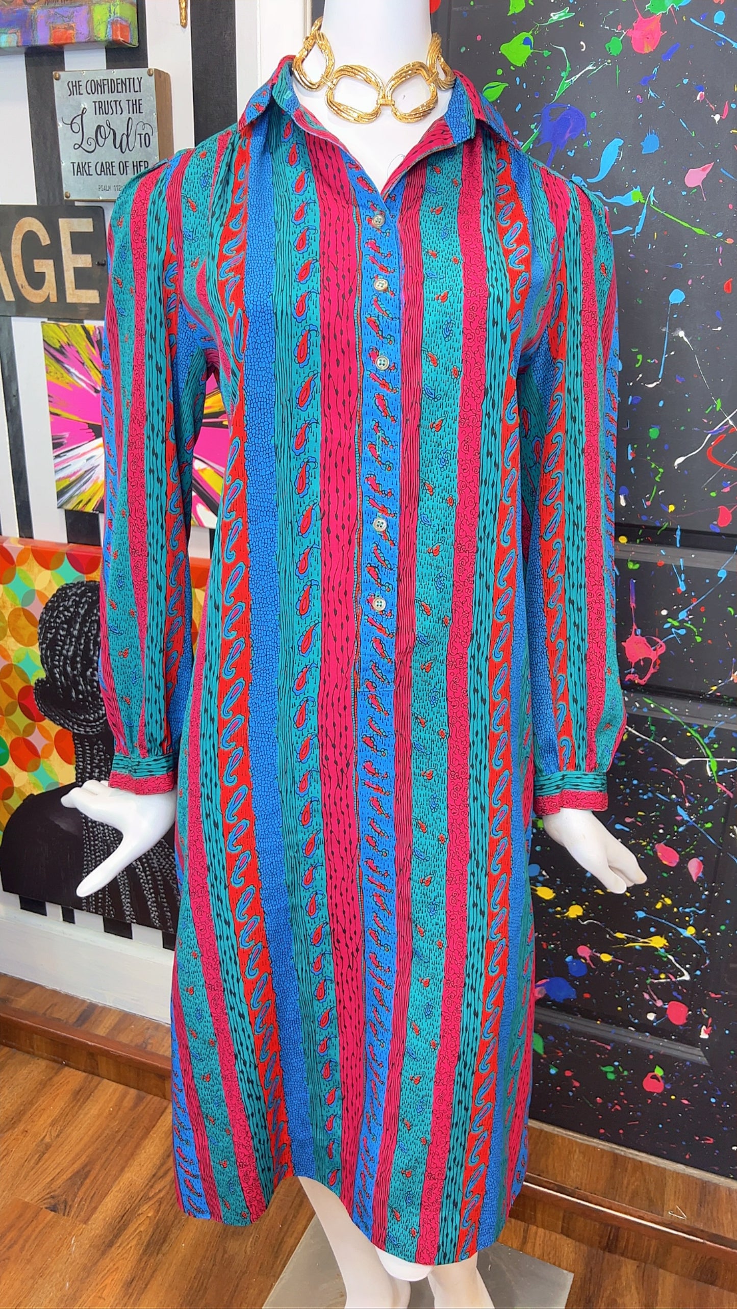 Vintage Paisley Print Dress (14)