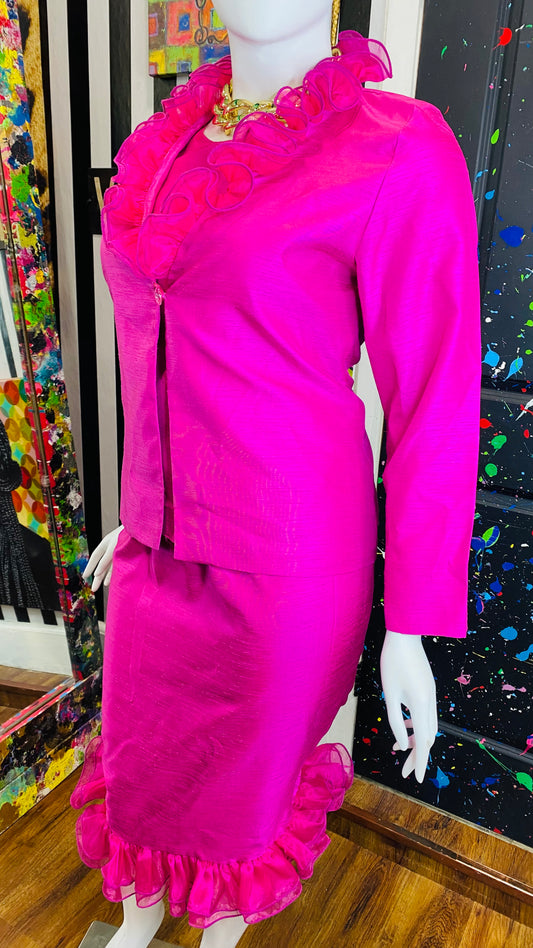 Vintage Pink Skirt, Blouse & Blazer Set (14/16)
