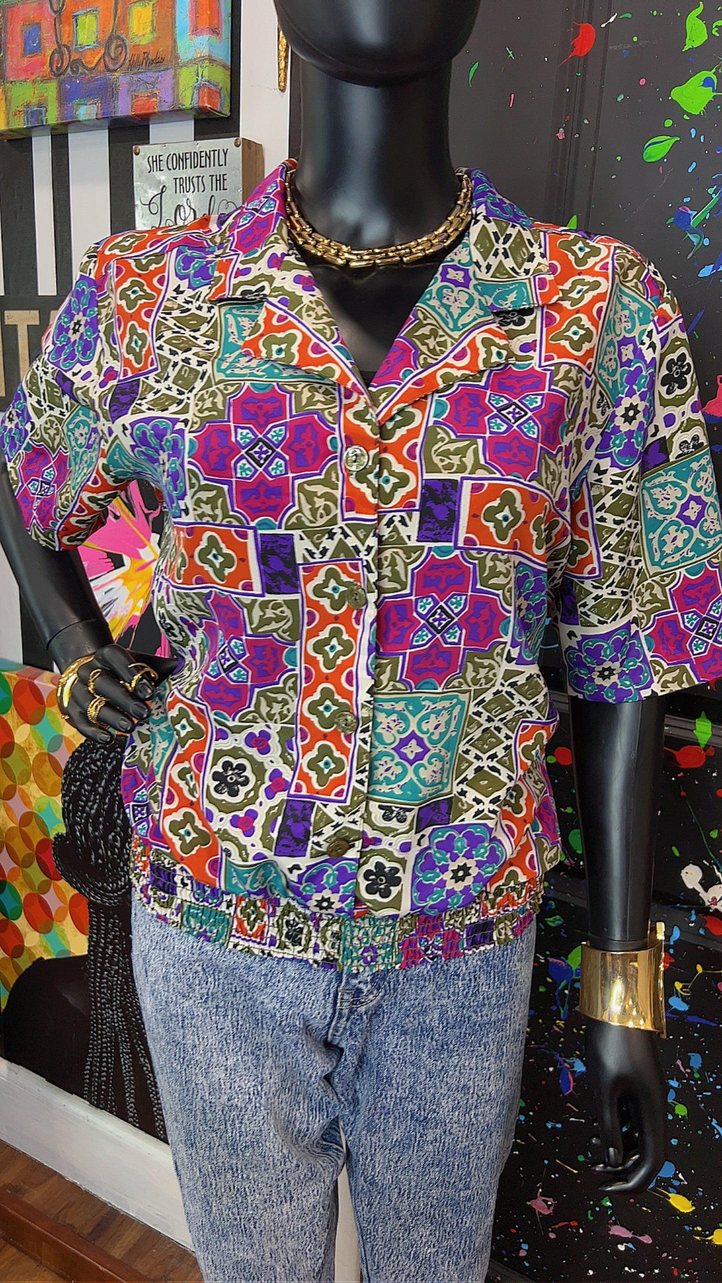 Vintage Mix Print Blouse (12)