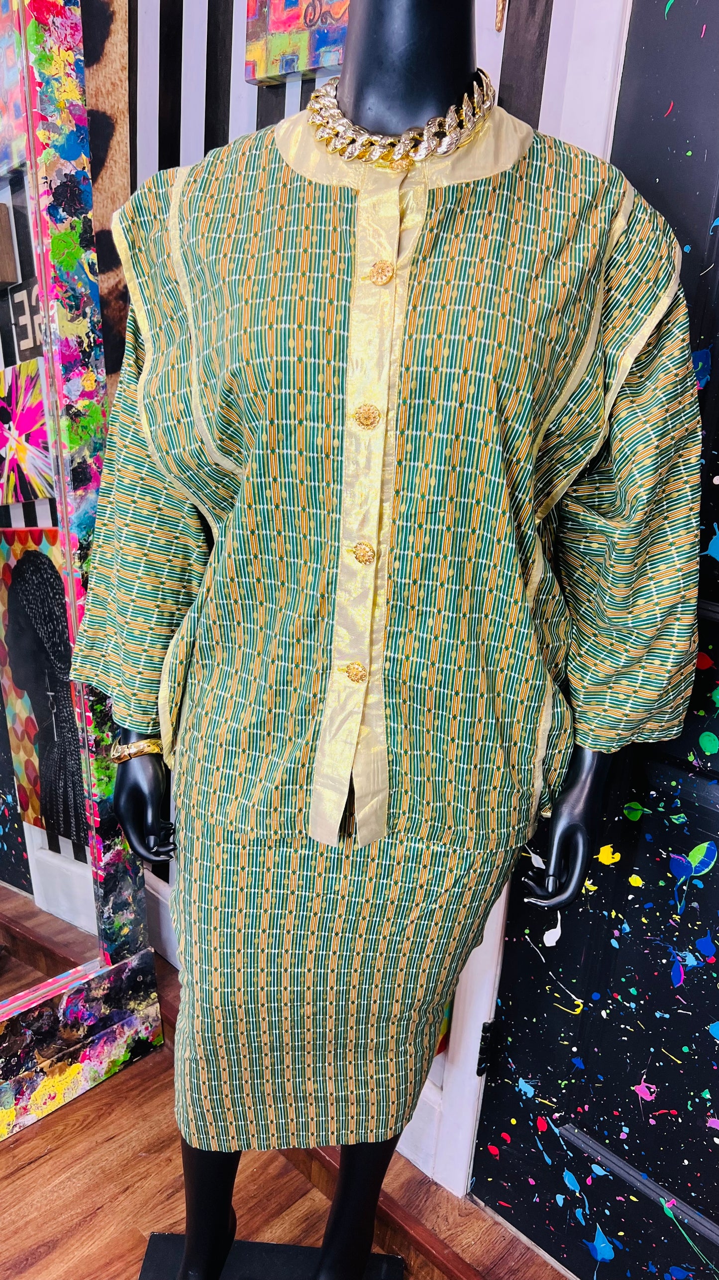 Vintage Authentic African Skirt Set (OS)