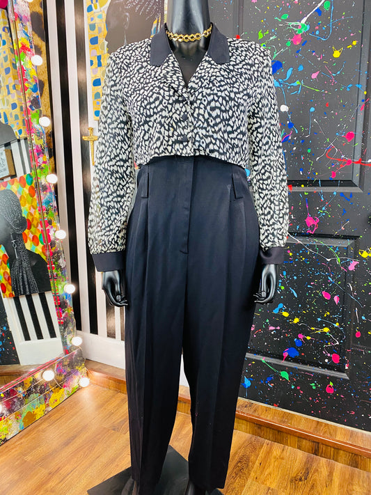 Vintage Black & White Menu Jumpsuit