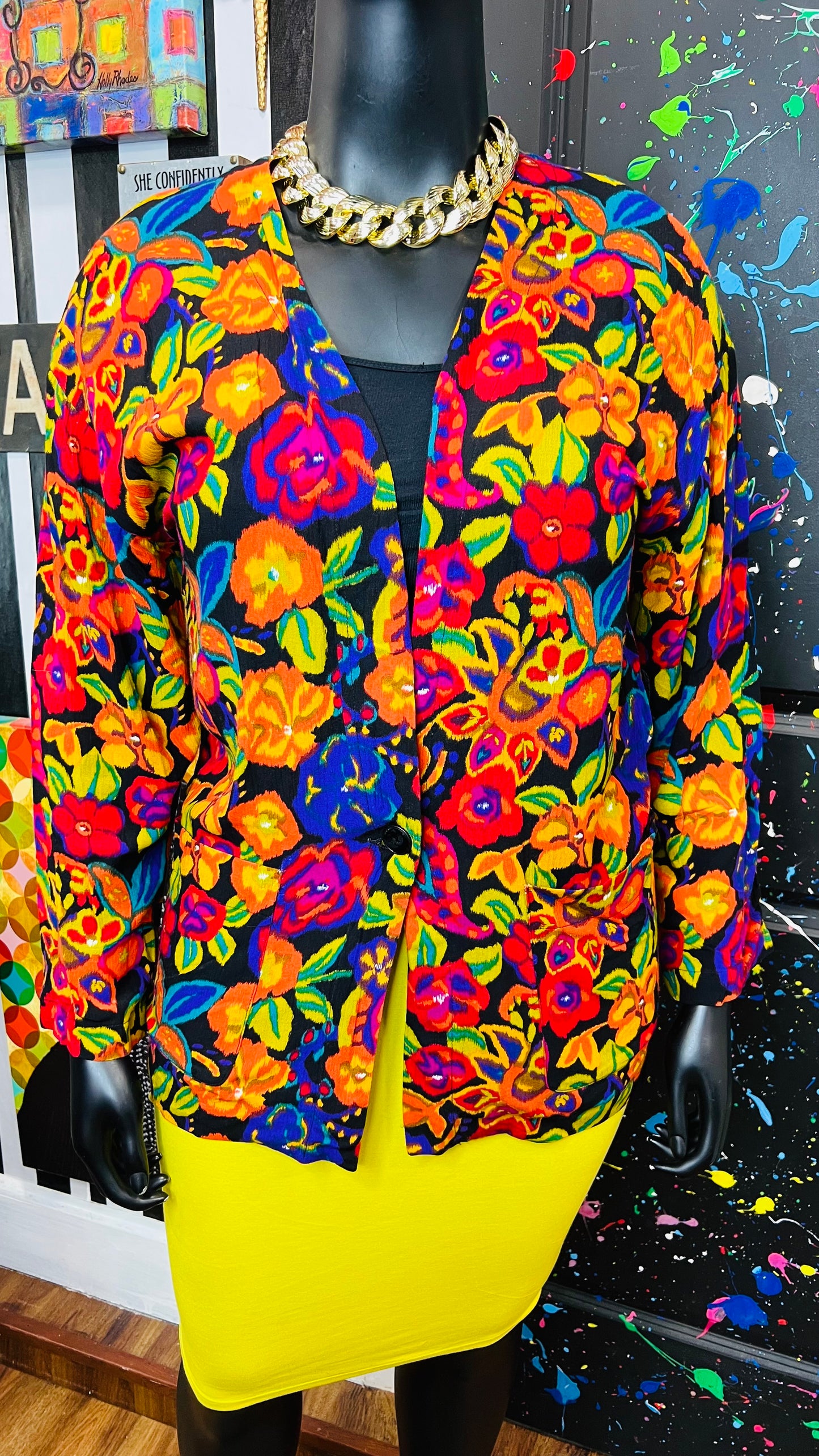 Vintage Rayon Floral Blazer (14)