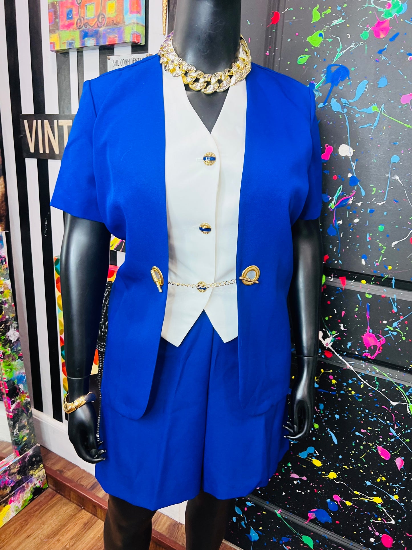Vintage Blue & White Shorts Suit - DeadStock-New w/Tags (18)