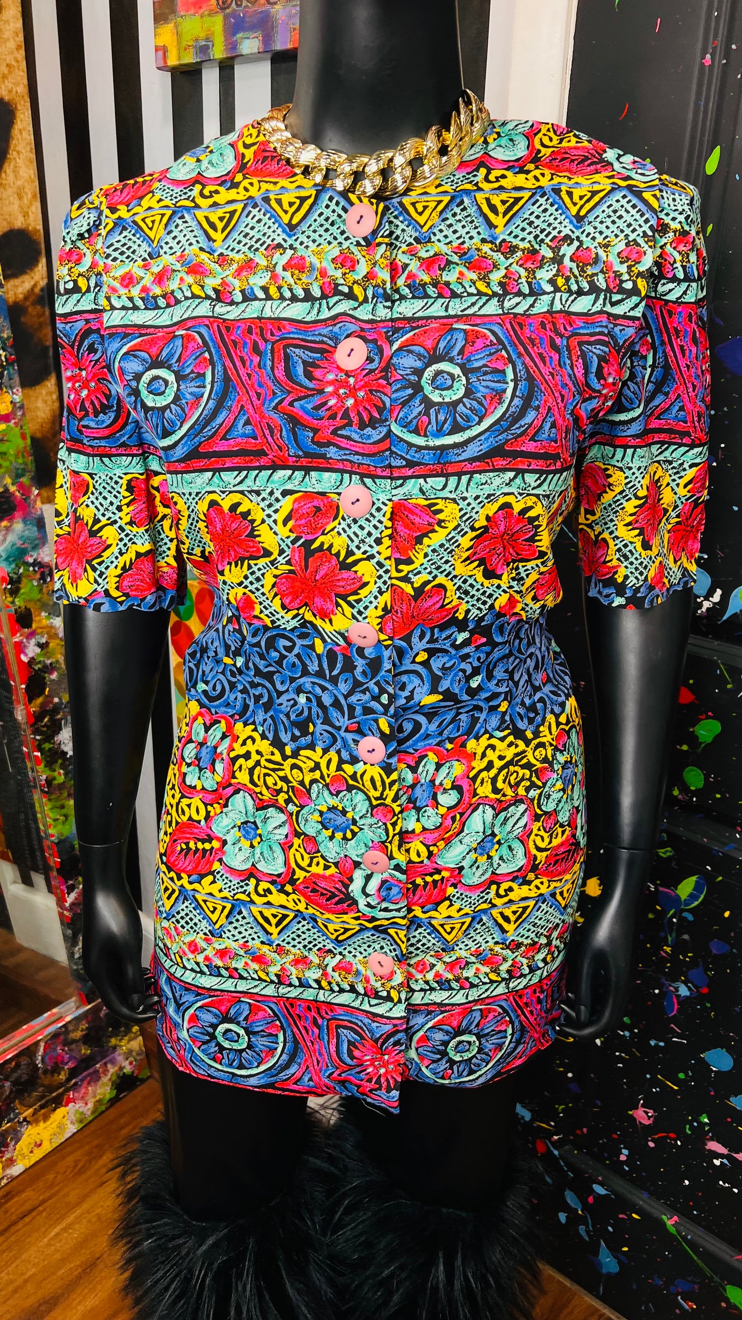 Vintage Abstract Blazer Blouse (16)