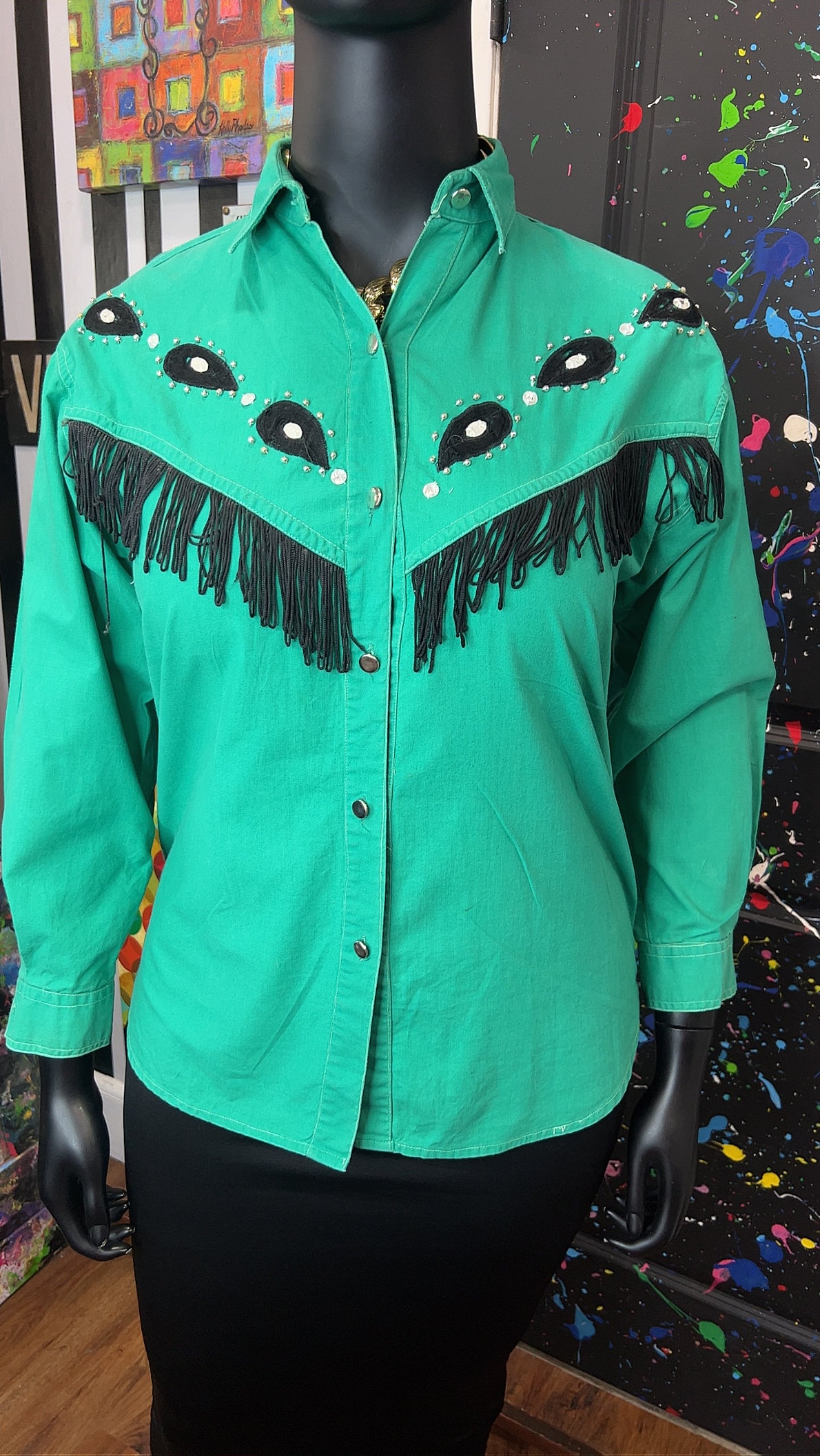 Vintage Western Fringe & Jewel Blouse (12)