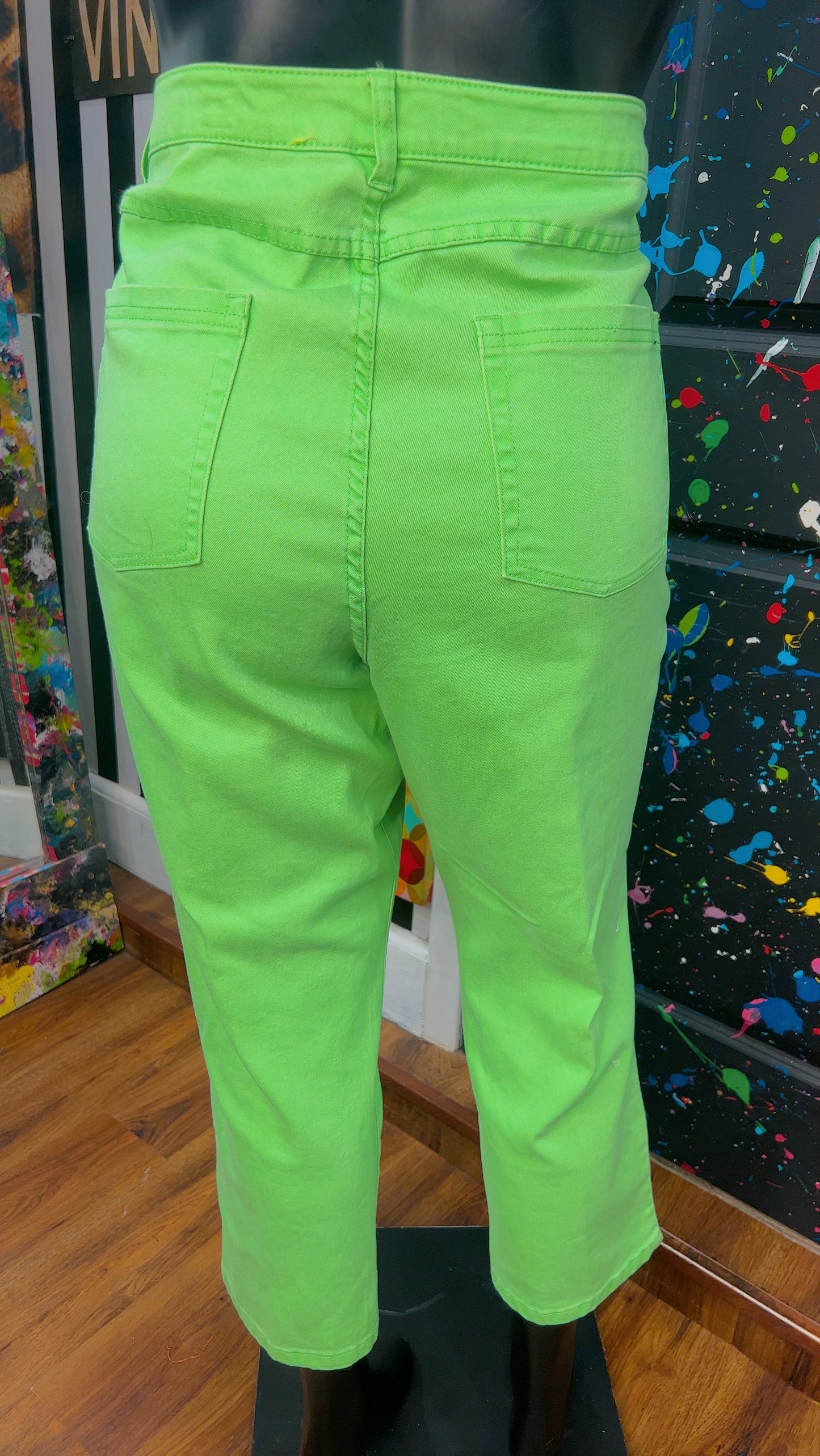 Vintage Green Jeans -Does Stretch (24W)