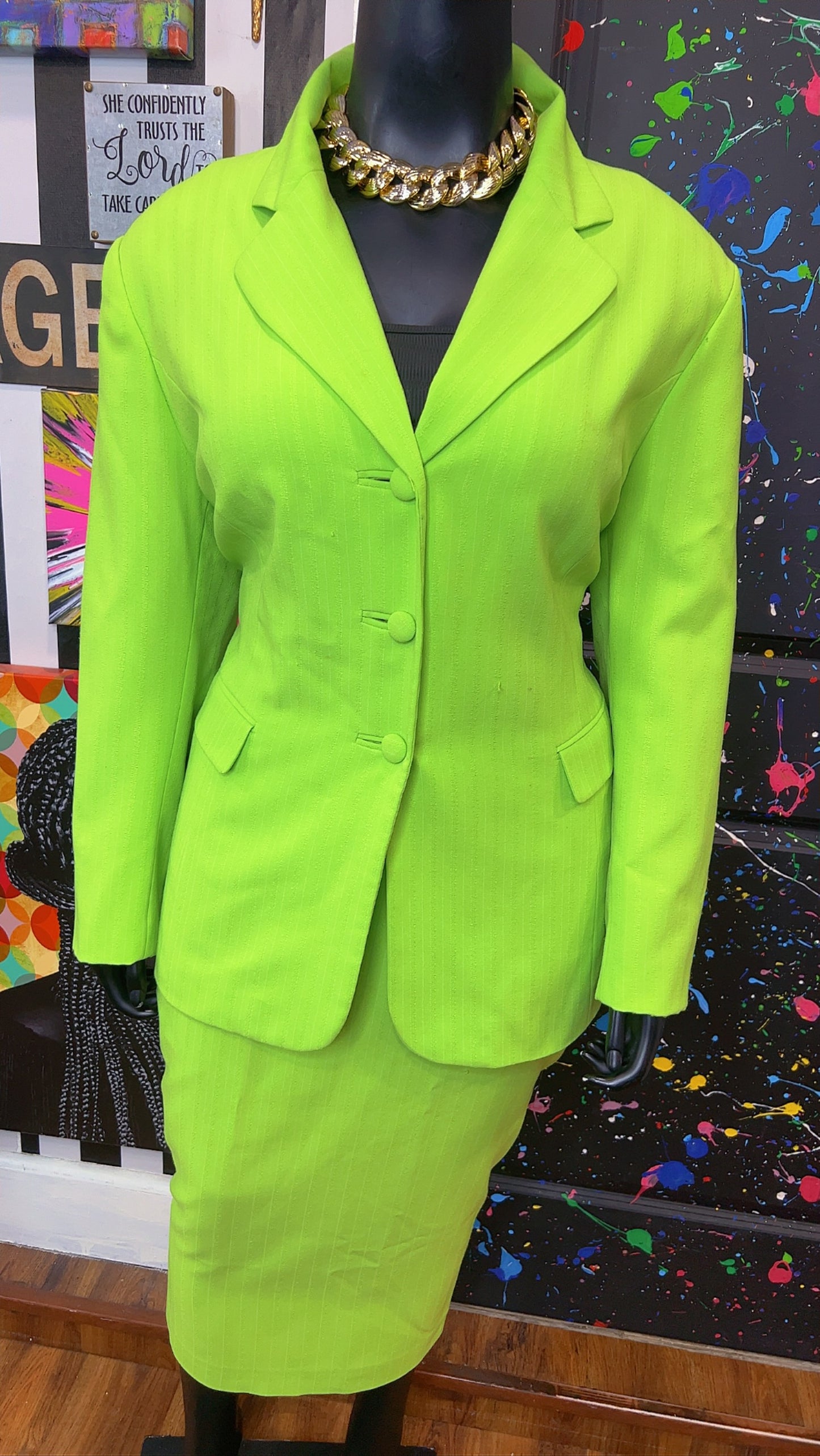 Vintage Green Skirt Suit (20)