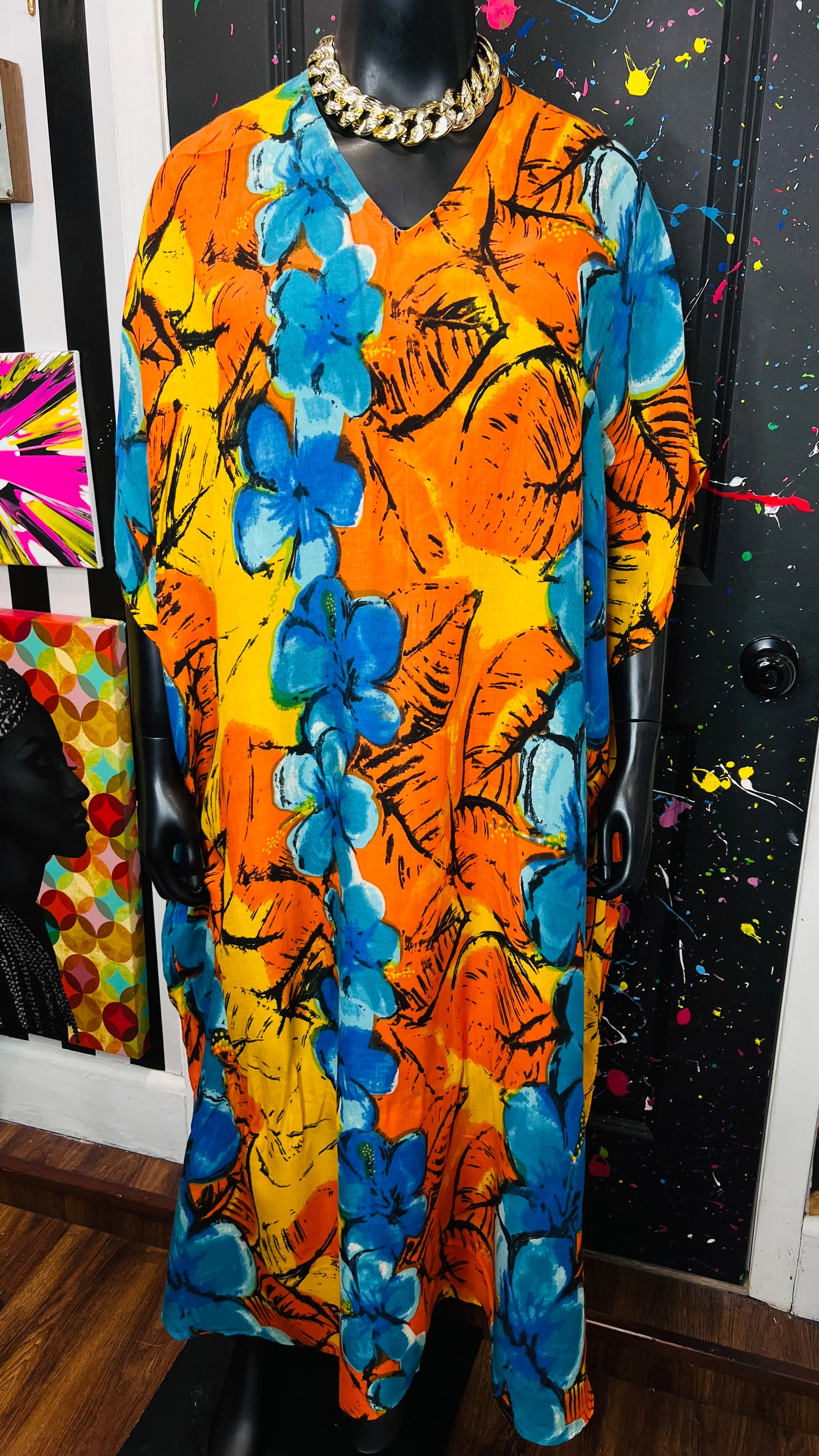 Vintage 100% Rayon Kaftan (OS)
