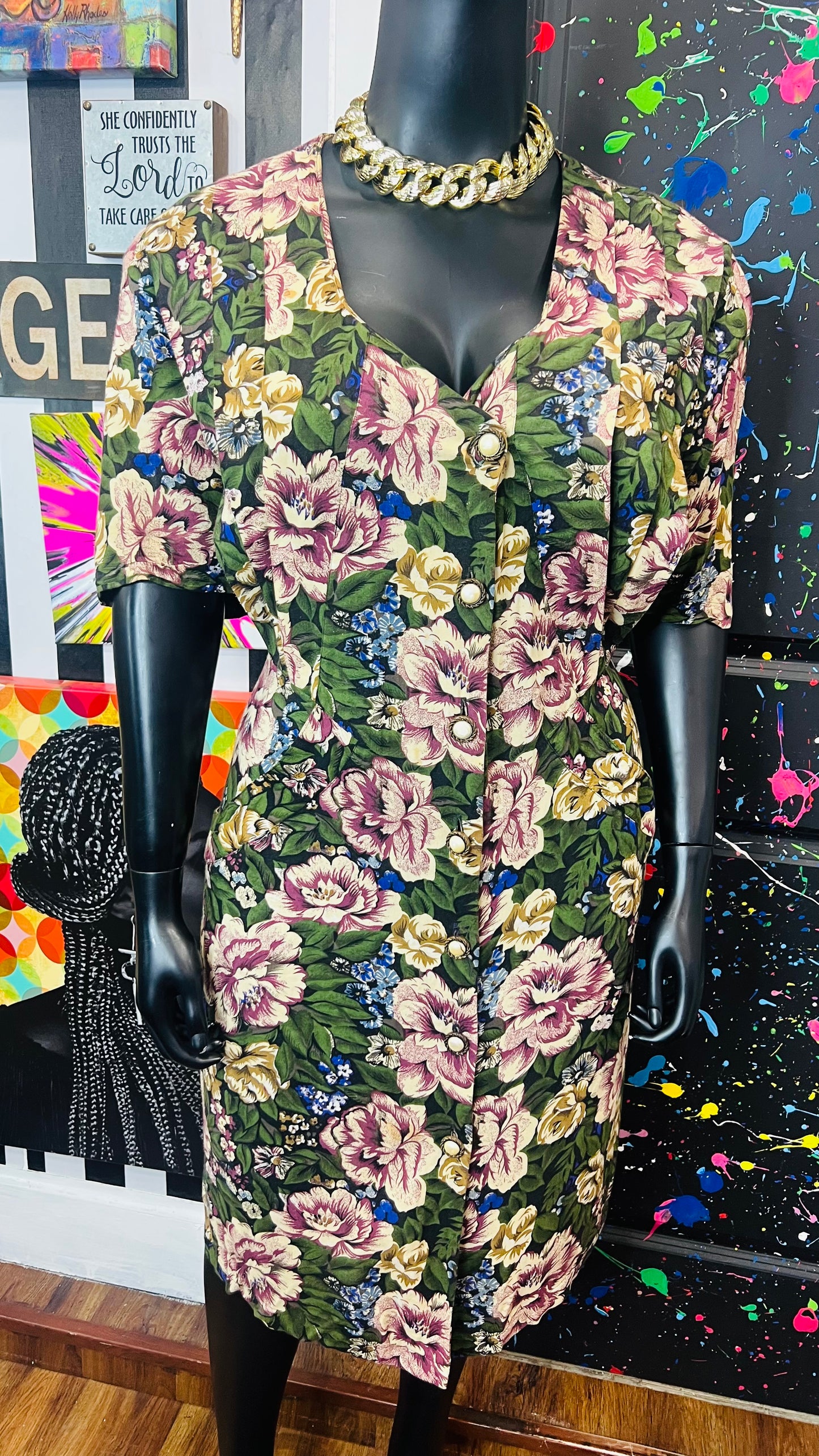 Vintage Floral Rayon Dress (22)