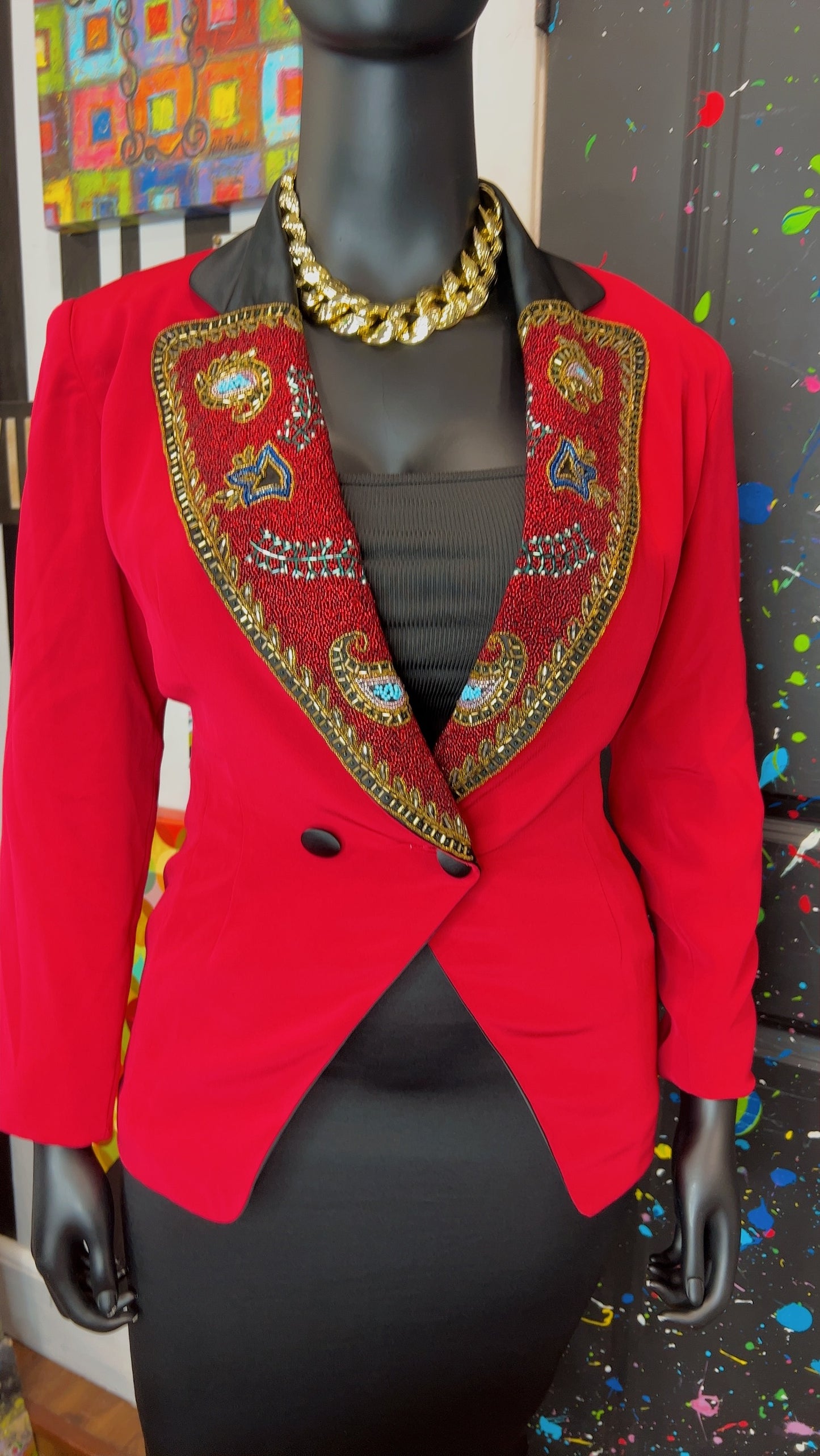 Vintage Fabrice Silhouette Sequin Blazer (12)