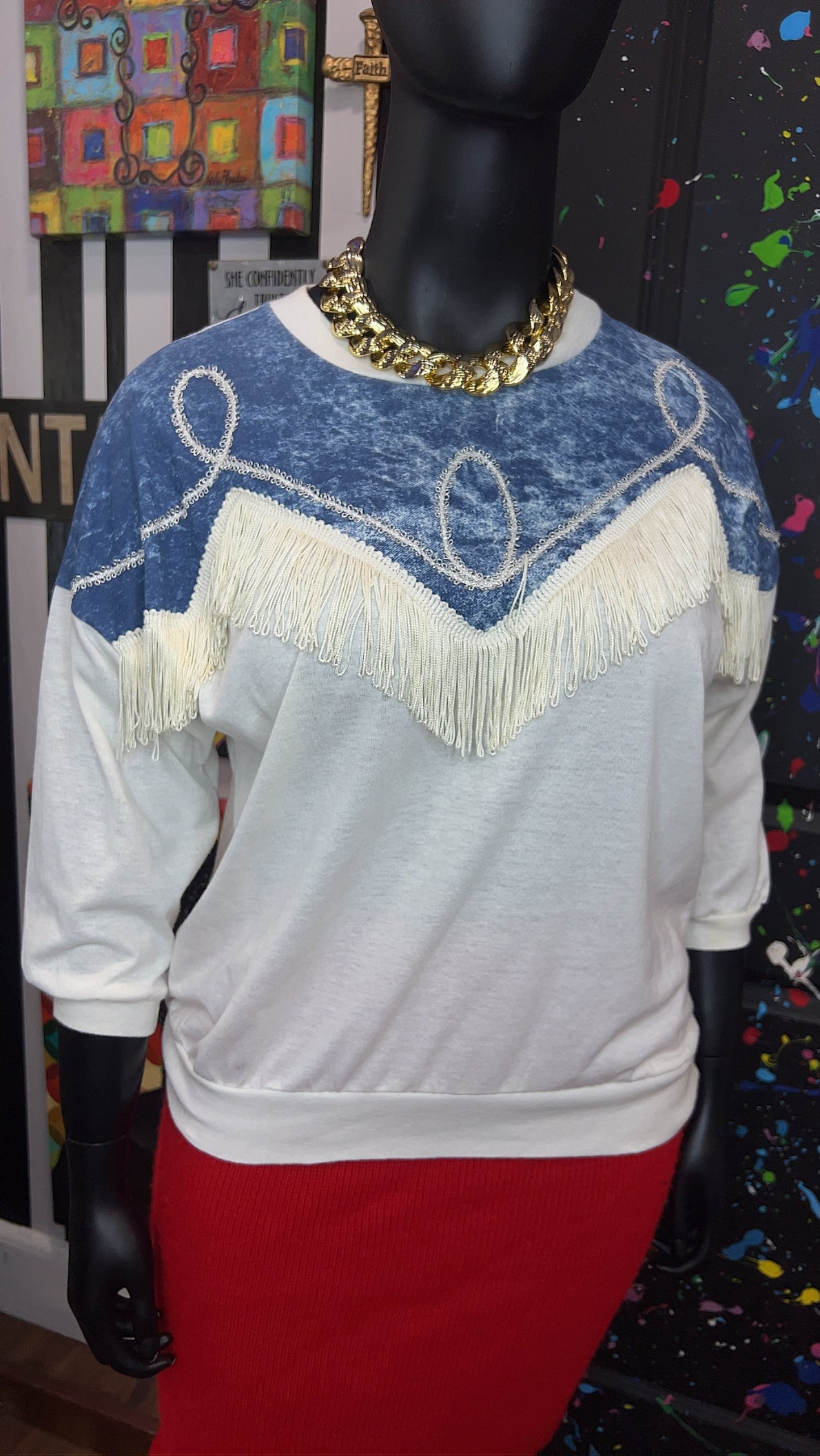 Vintage Fringe & ‘Denim’ T-Shirt (18)