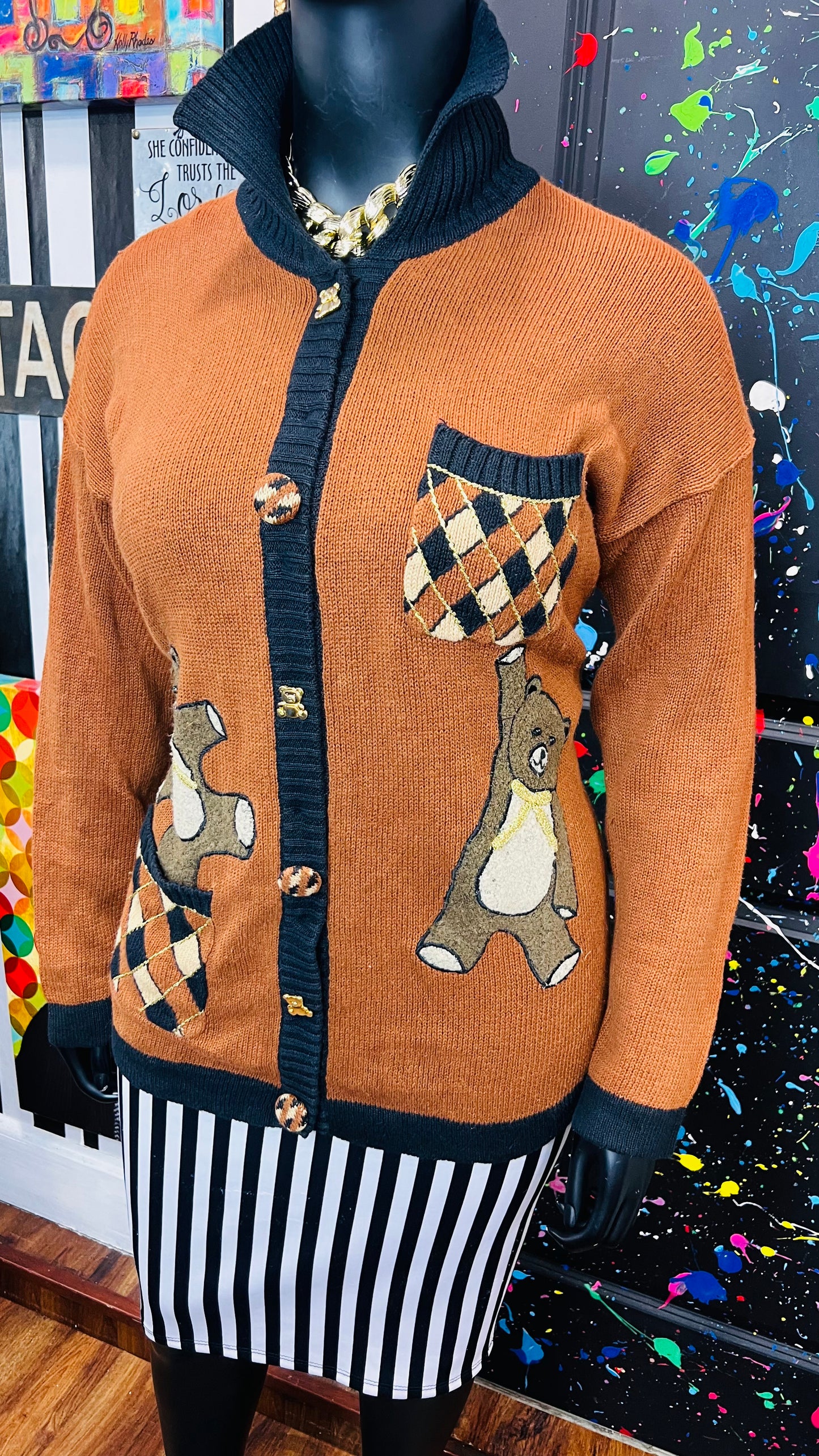 Vintage Brown Bear Cardigan (16/18)