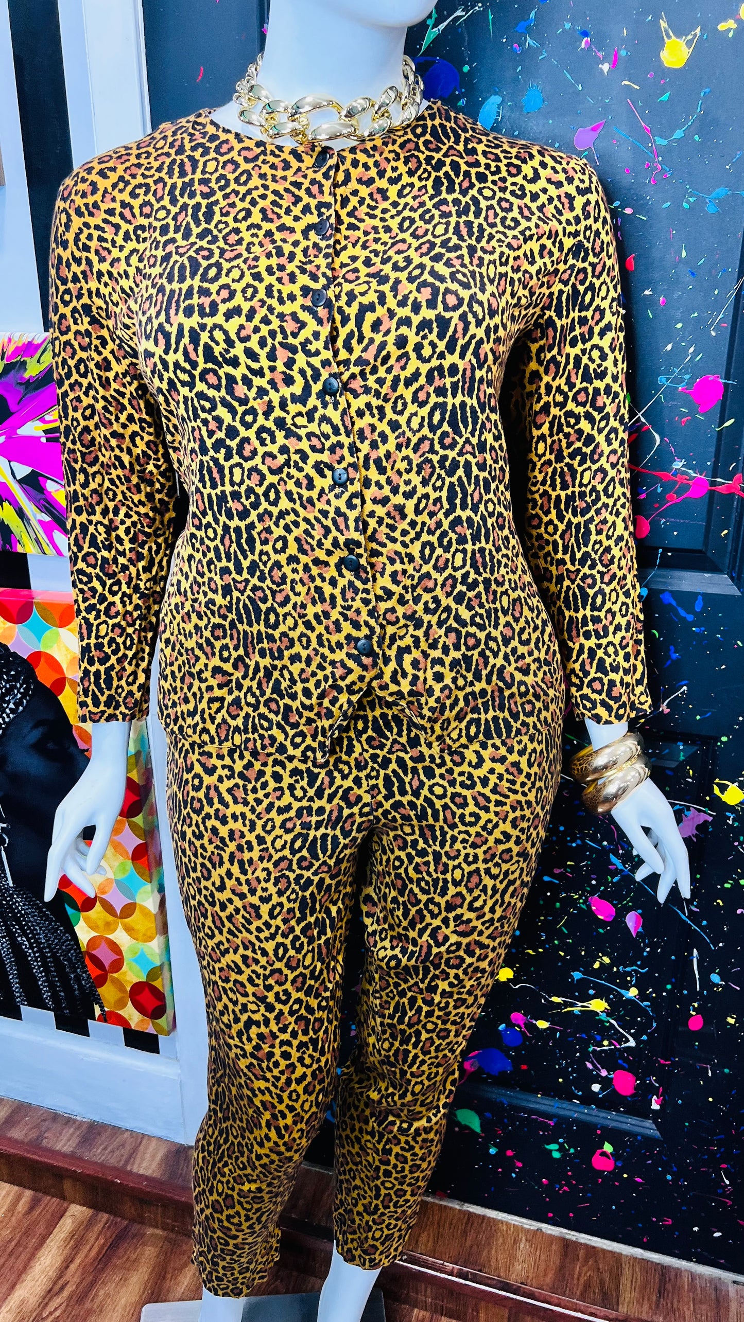 Vintage Rayon Cheetah Pants Set (18)