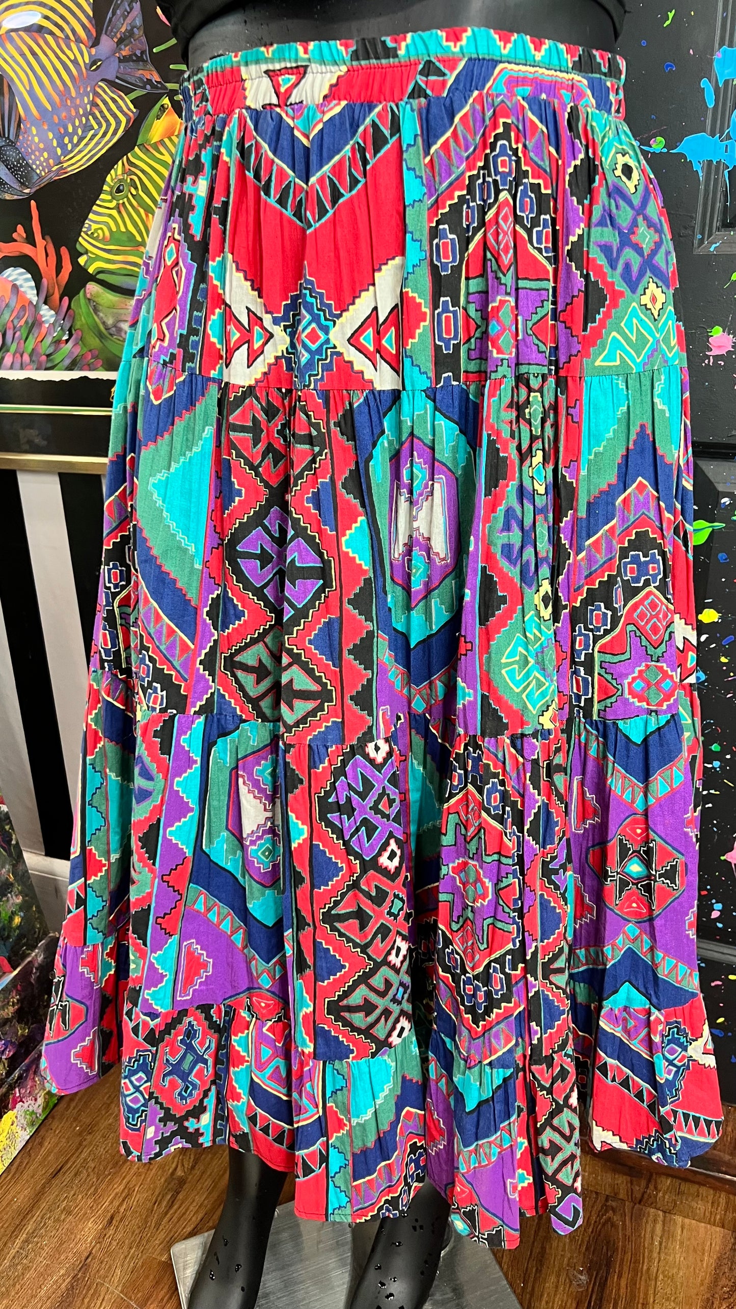 Vintage Cotton Tribal Print Skirt (14)