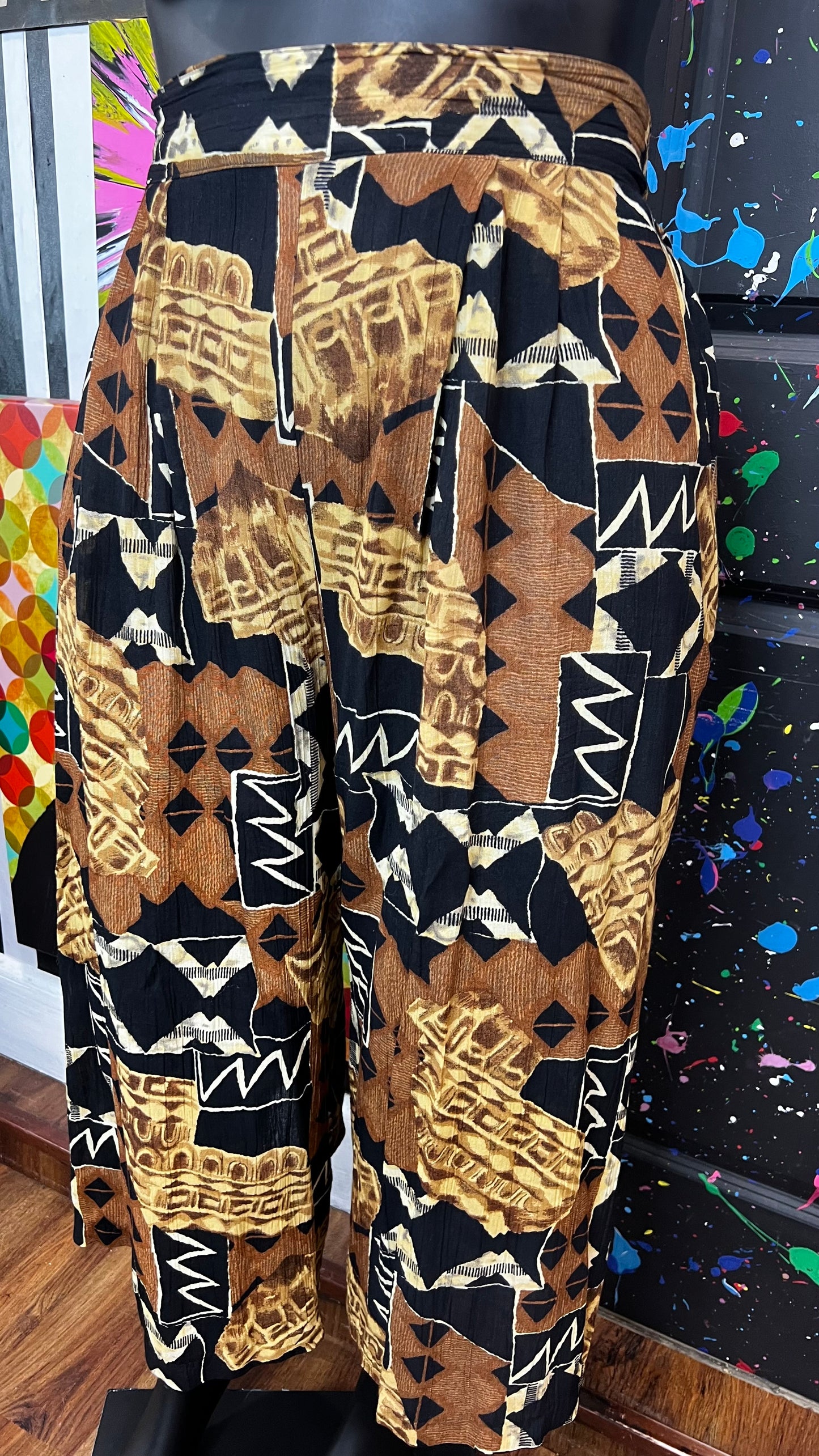 Vintage Tribal Print Wide Leg Culotte/ Gauchos (24)