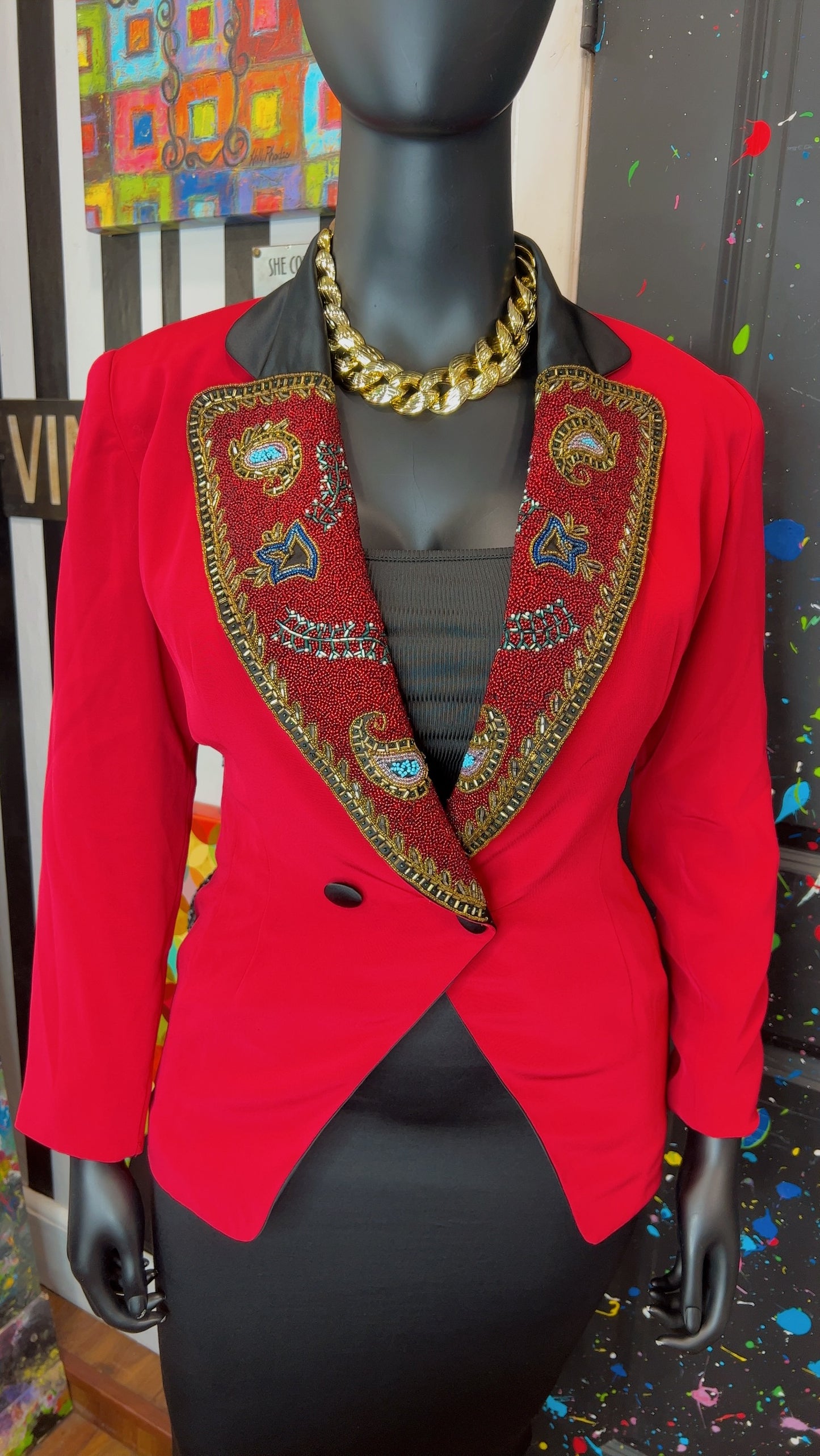 Vintage Fabrice Silhouette Sequin Blazer (12)