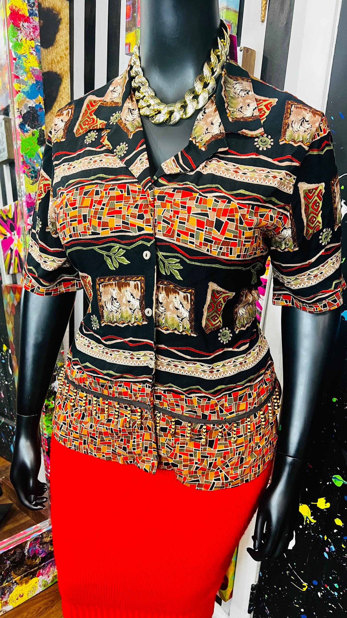 Vintage Safari Cropped Blouse (14)