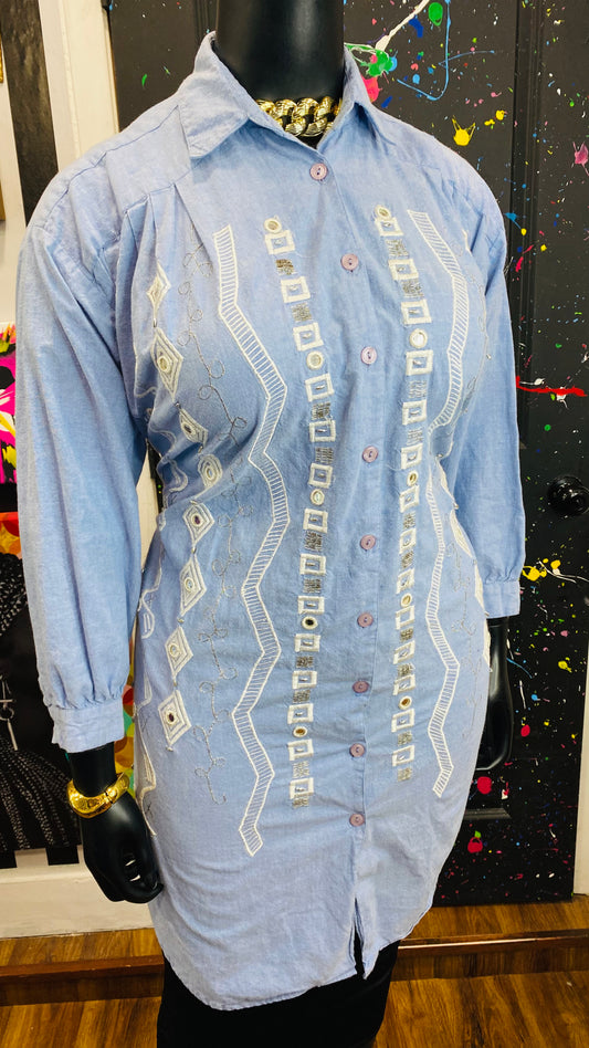 Vintage Denim Jeweled Blouse (22)