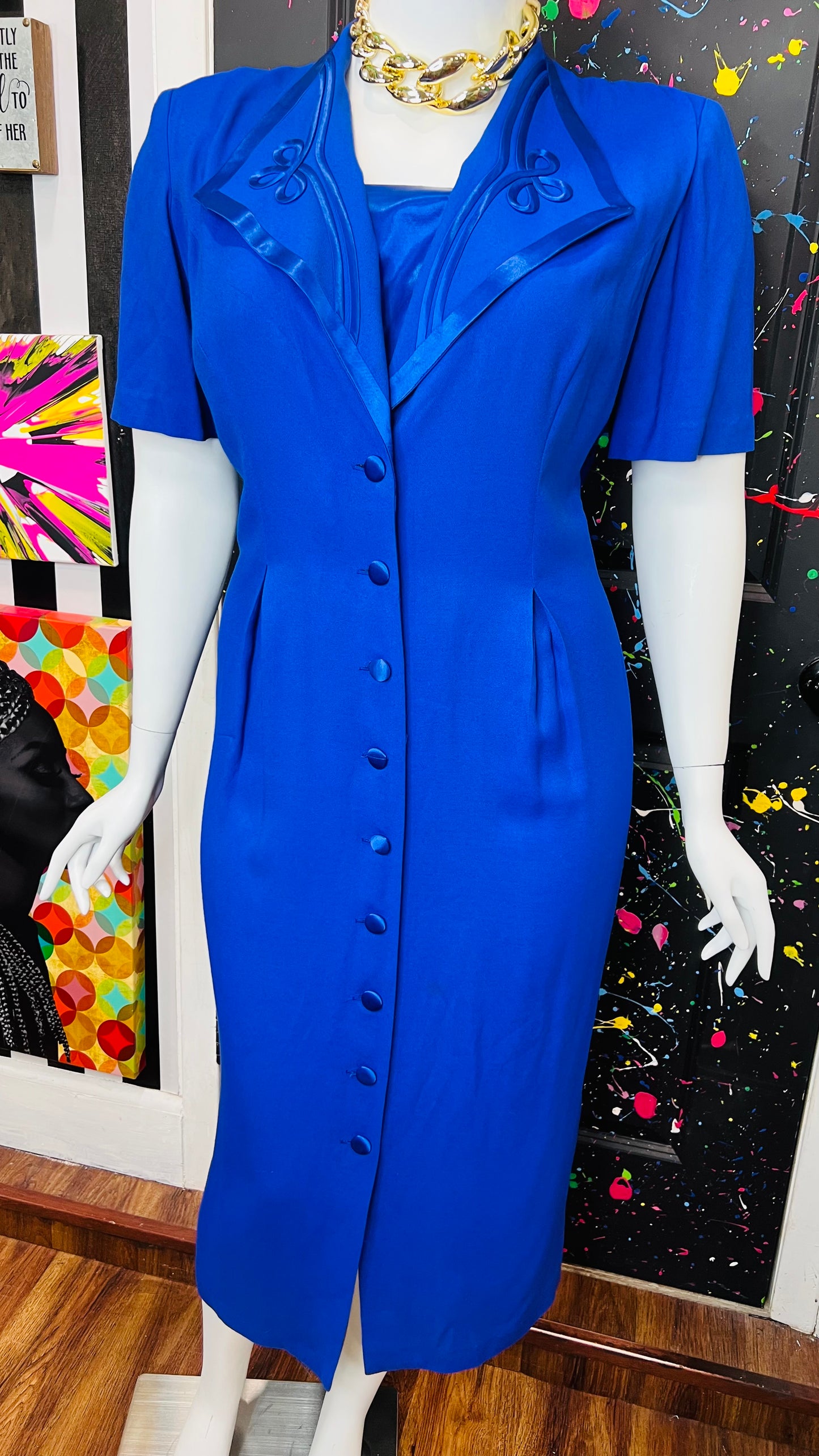Vintage ‘Blues’ Statement Dress (20W)