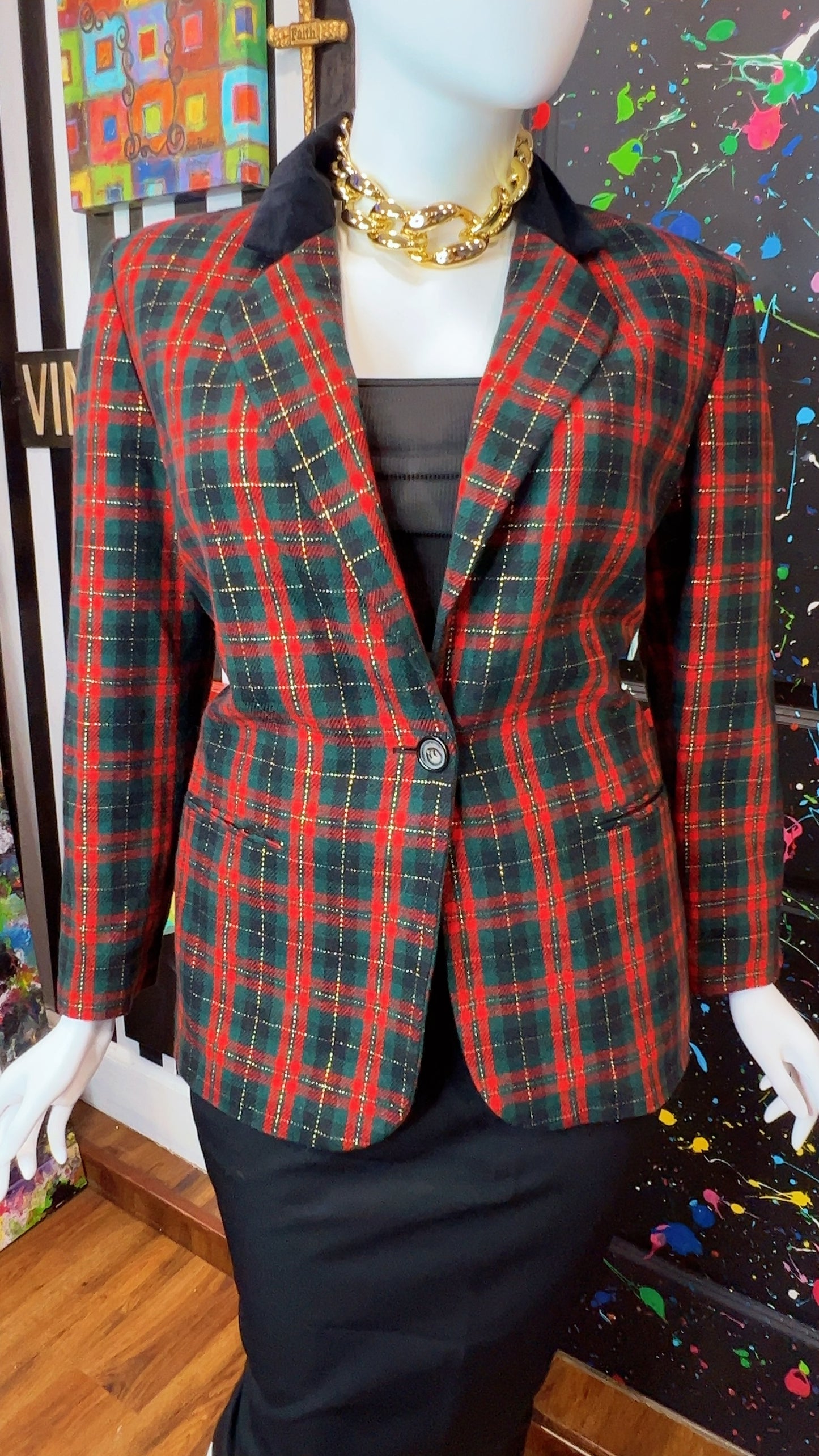 Vintage Plaid Wool Blazer (18)