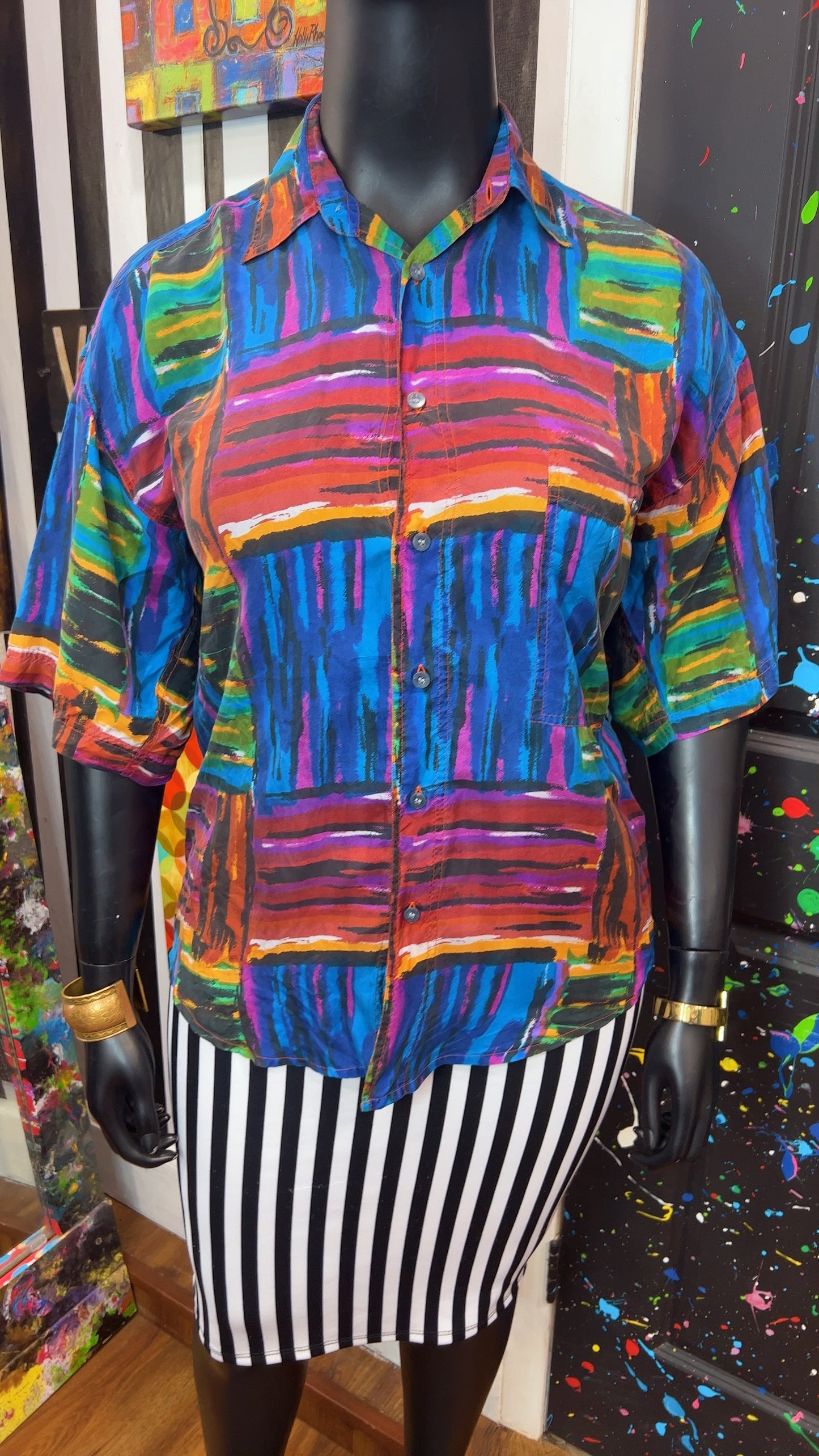 Vintage Abstract 90’s 100% Silk Blouse (16)