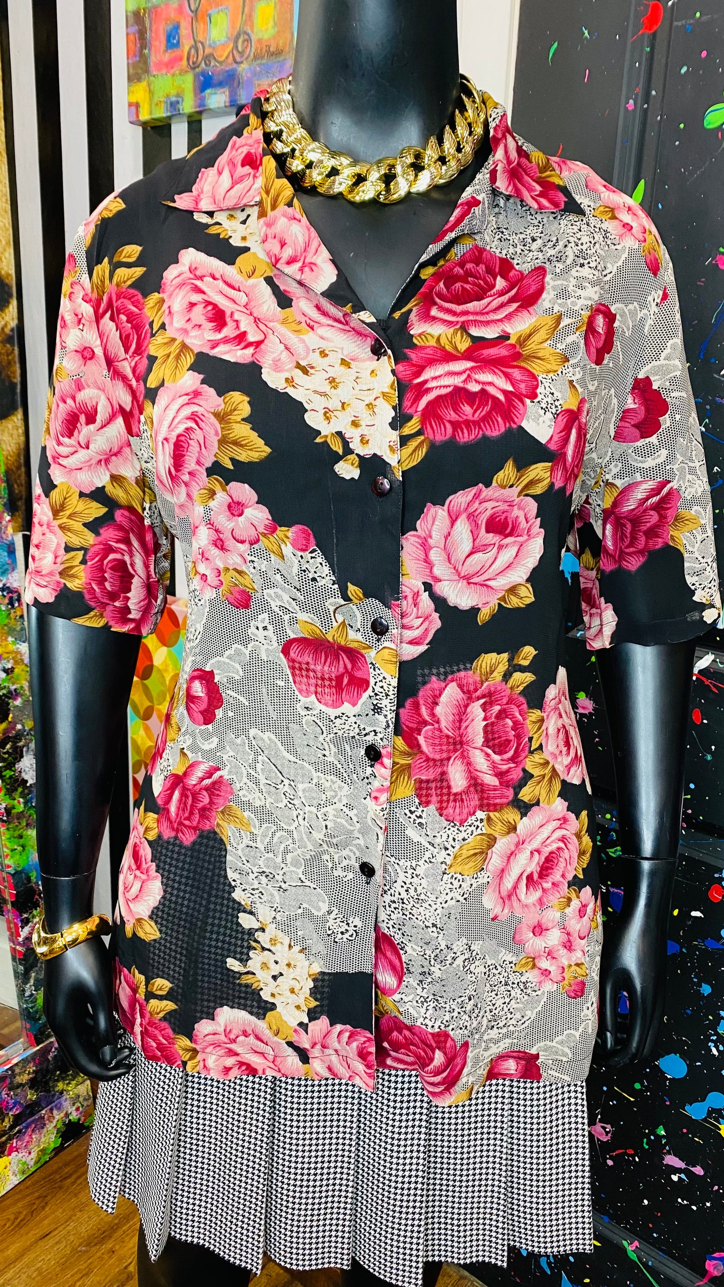 Vintage Sheer Mixprint Blouse (22)